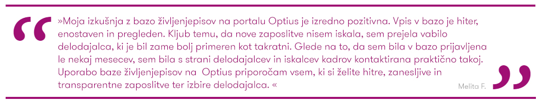 Izjava zadovoljne iskalke/uporabnice Baze CV-jev