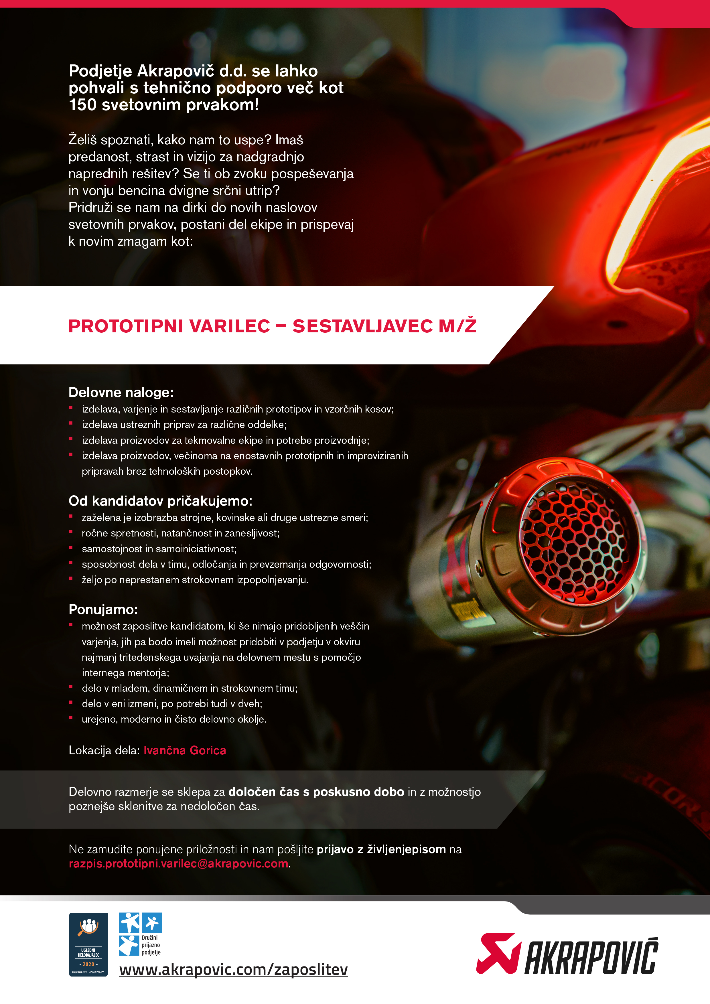 Prototipni varilec - sestavljalec (m/ž) 