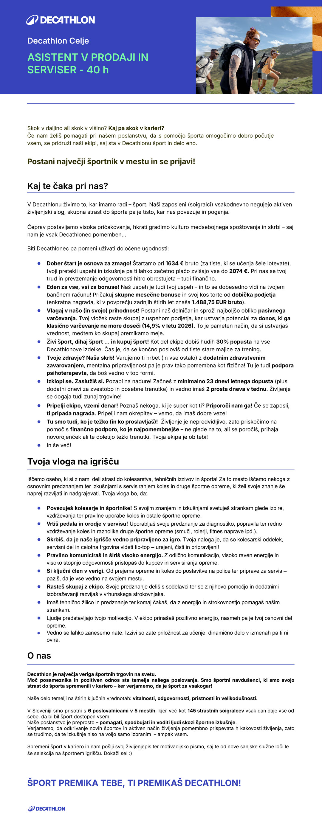 Asistent v prodaji in serviser (m/ž) Celje (40h)