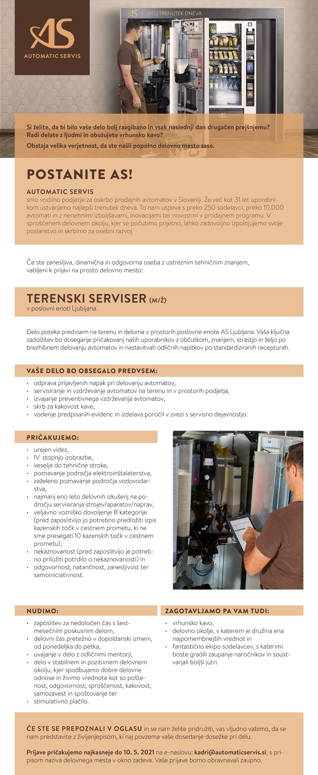 Terenski serviser (m/ž) - PE Ljubljana
