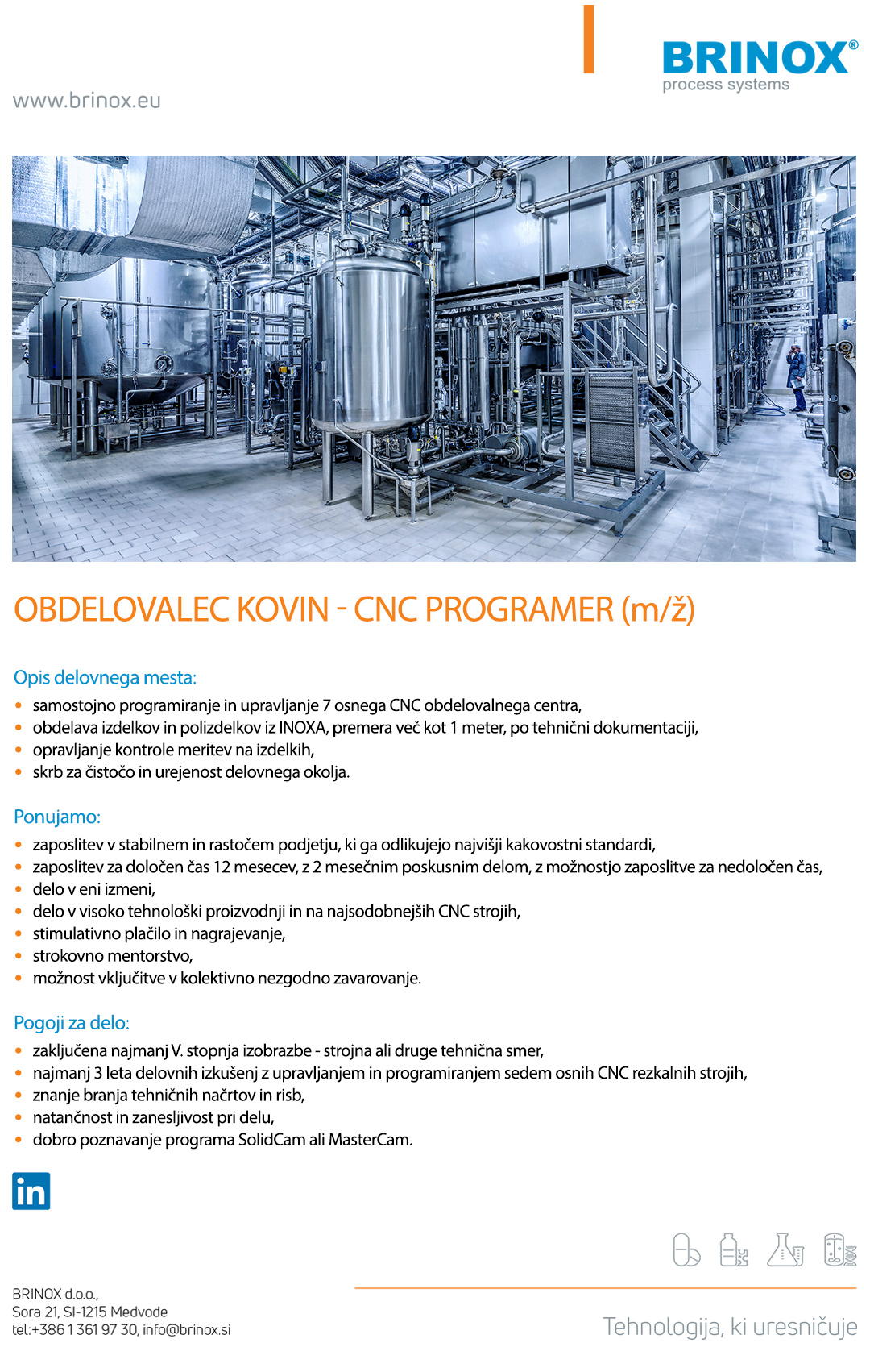 Obdelovalec kovin - CNC programer (m/ž)