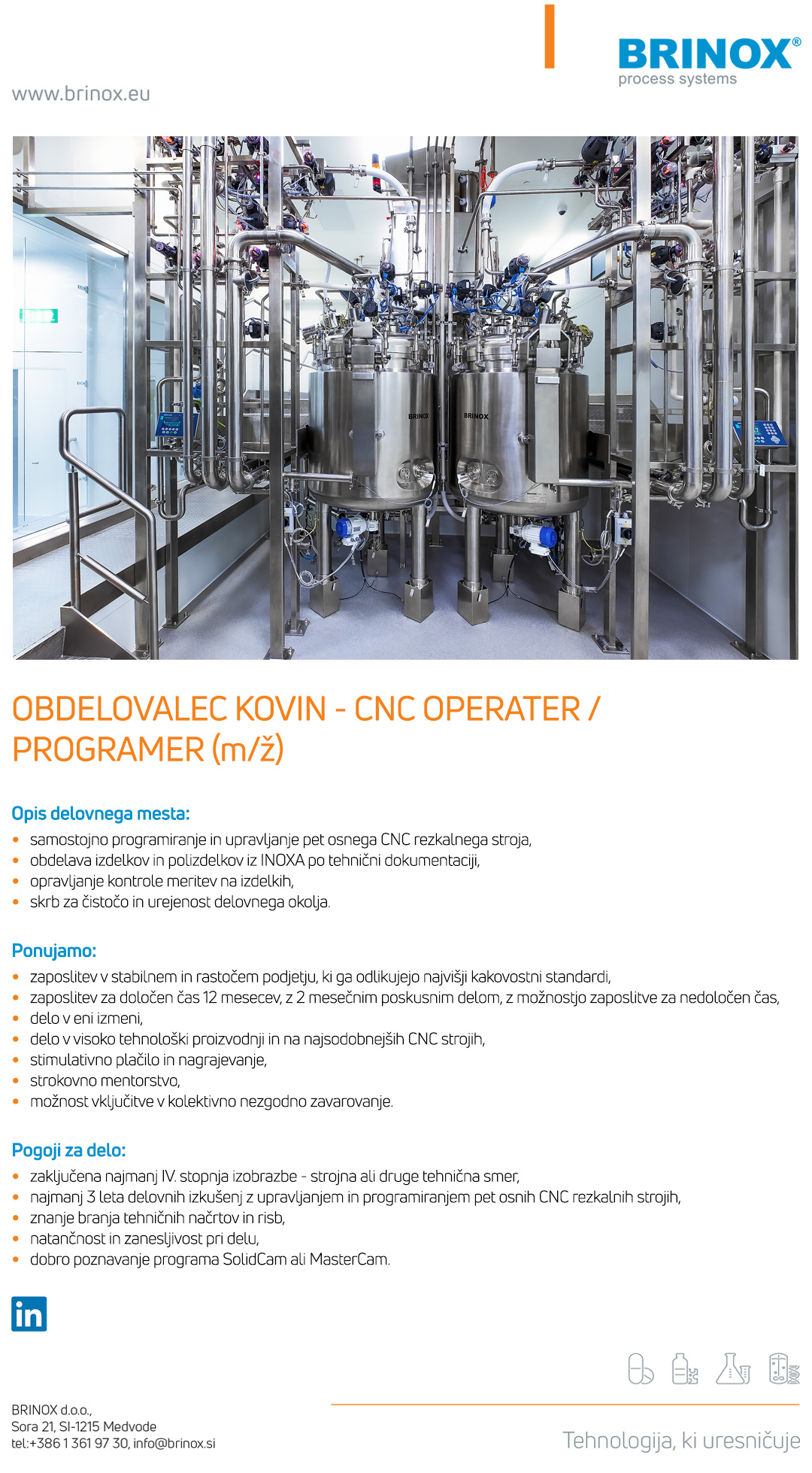 Obdelovalec kovin - CNC operater / programer (m/ž)