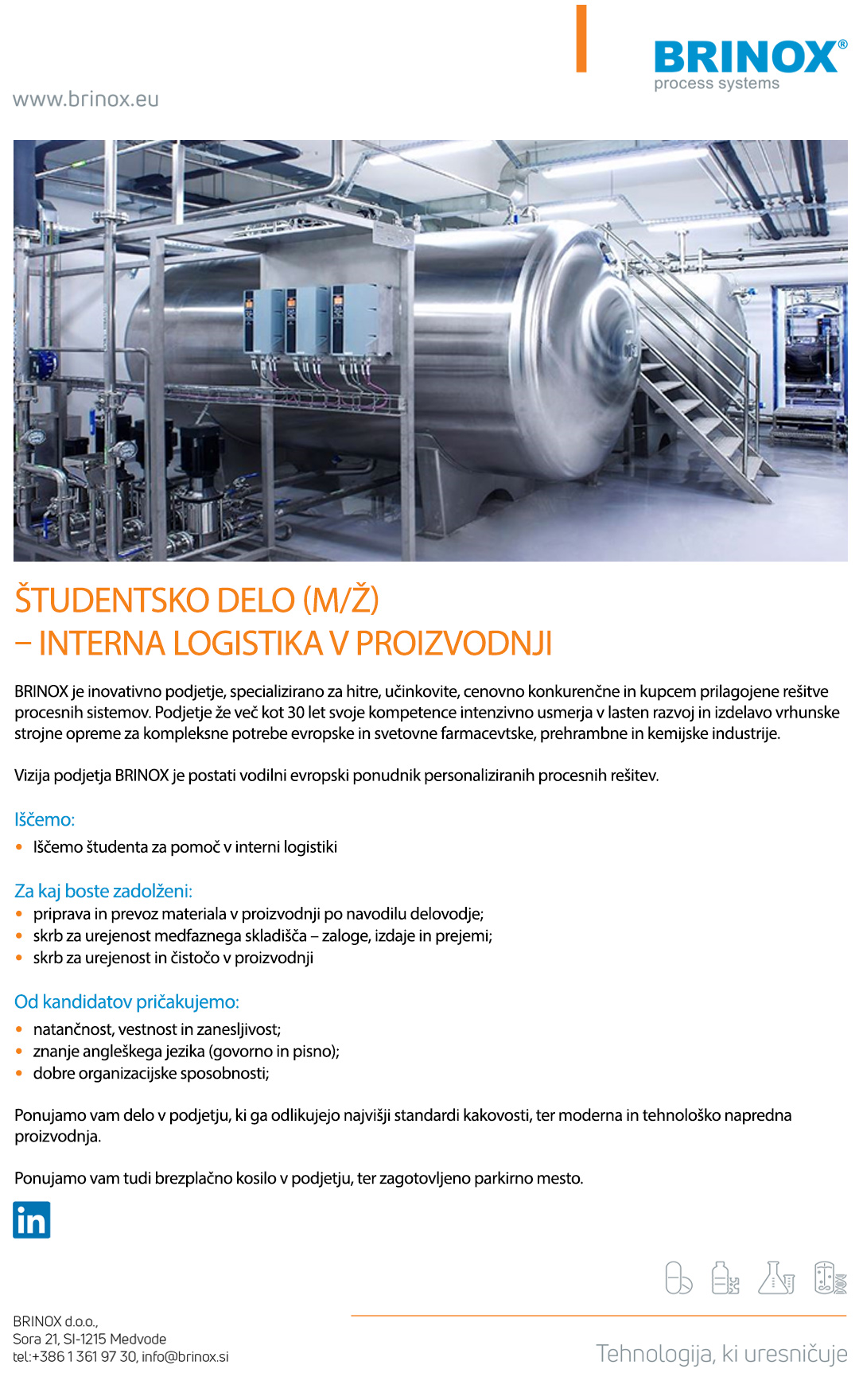 Študentsko delo (m/ž) - Interna logistika v proizvodnji
