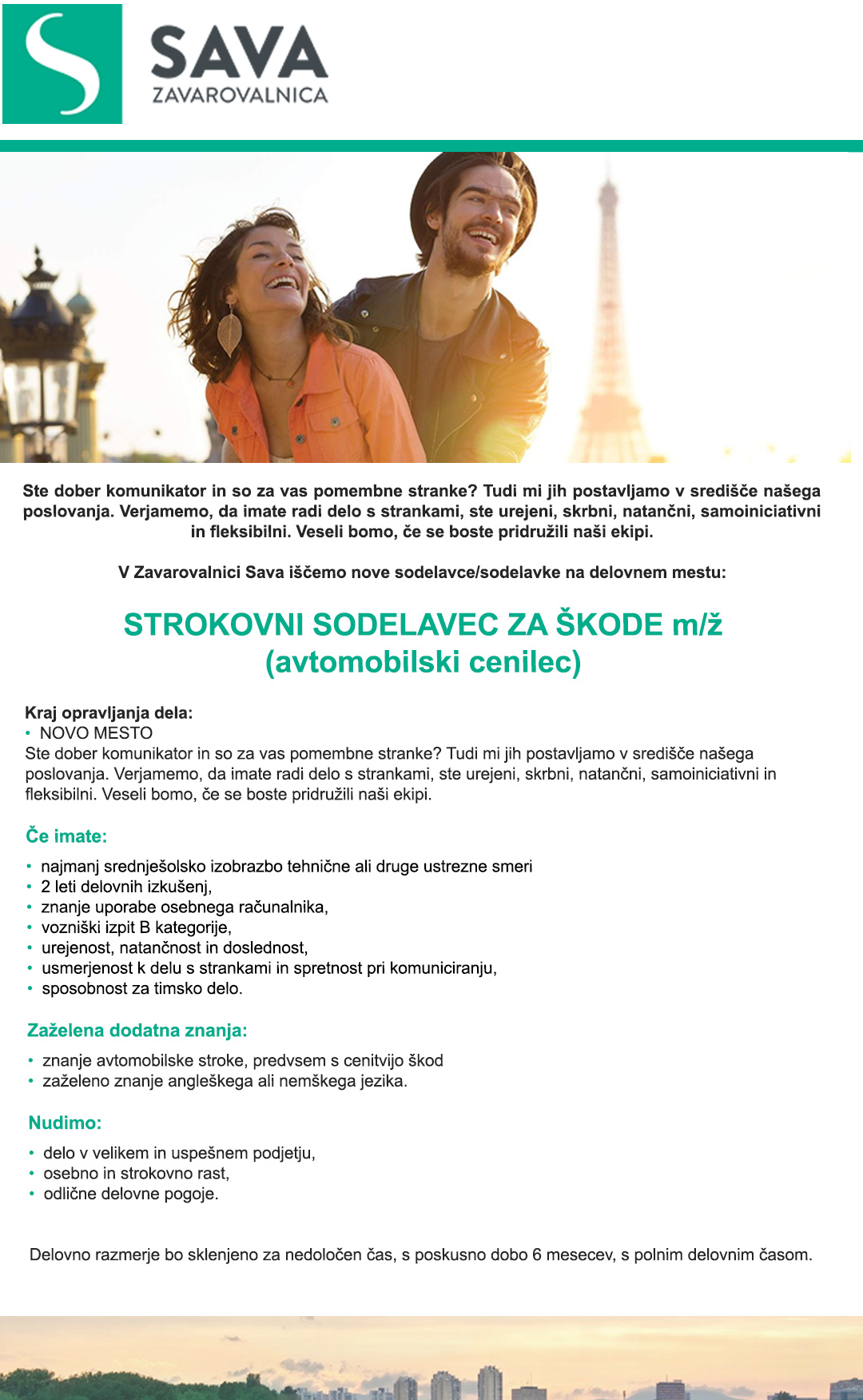 Strokovni sodelavec za škode (avtomobilski cenilec) m/ž