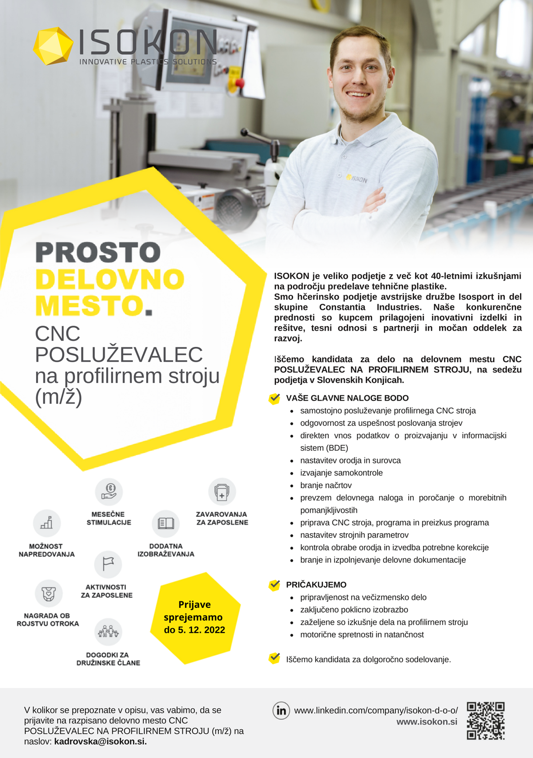 CNC posluževalec na profilirnem stroju (m/ž)