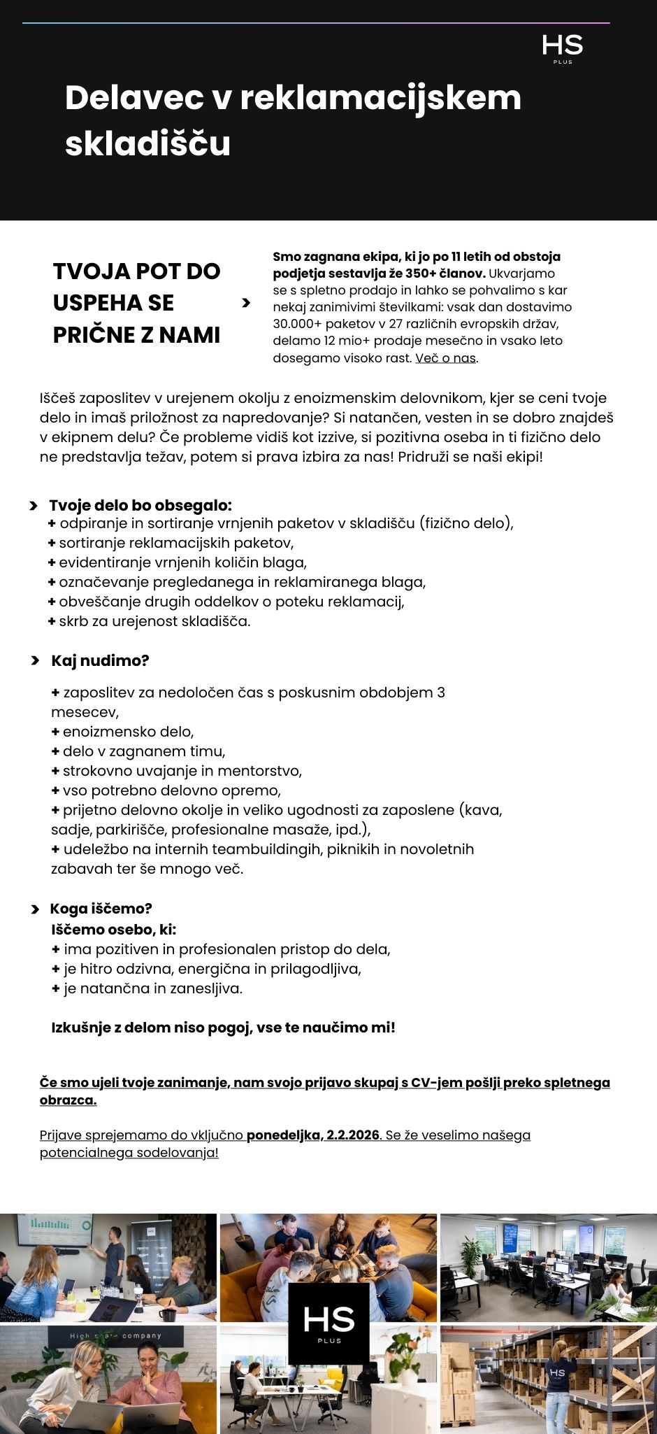 Delavec v reklamacijskem skladišču m/ž