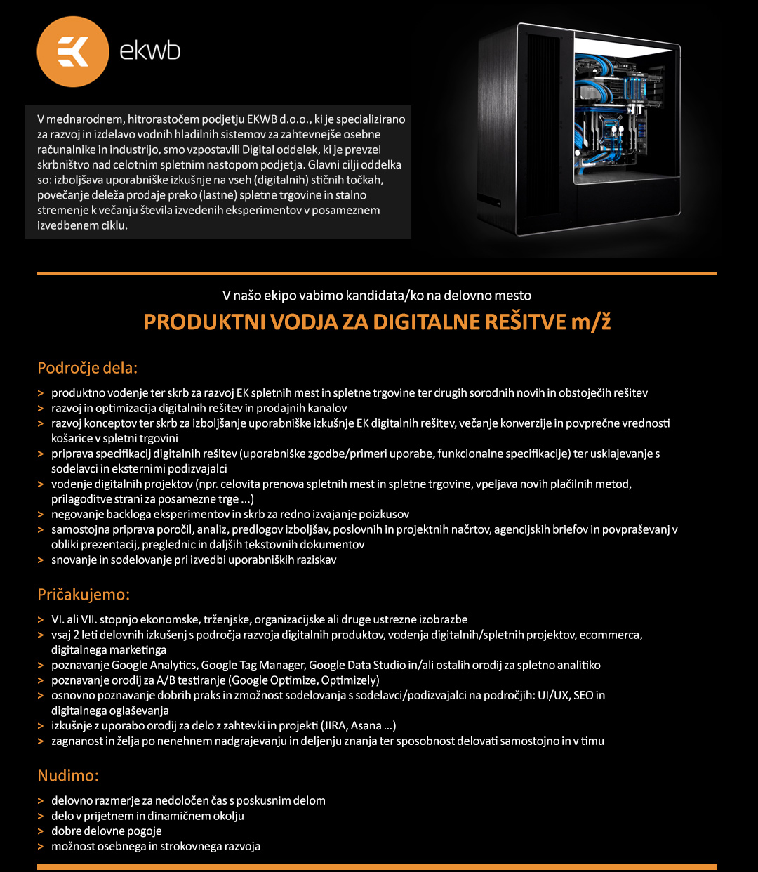 Produktni vodja za Digitalne rešitve (m/ž)