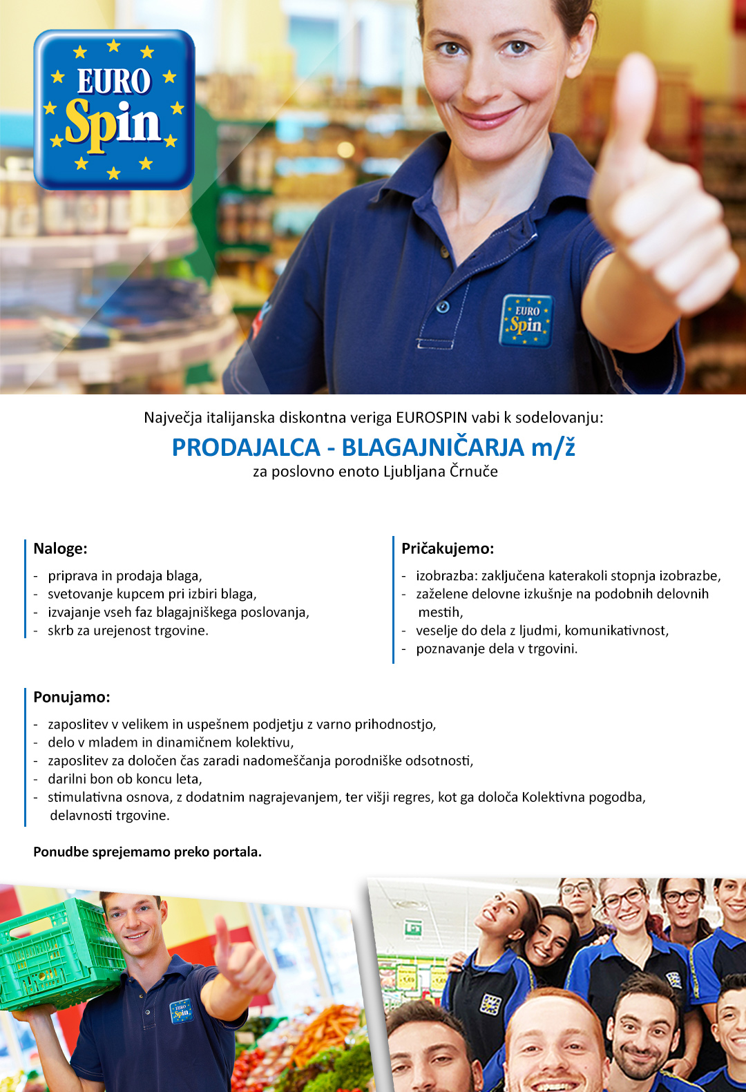 Prodajalec / blagajničar (m/ž) - PE Ljubljana Črnuče