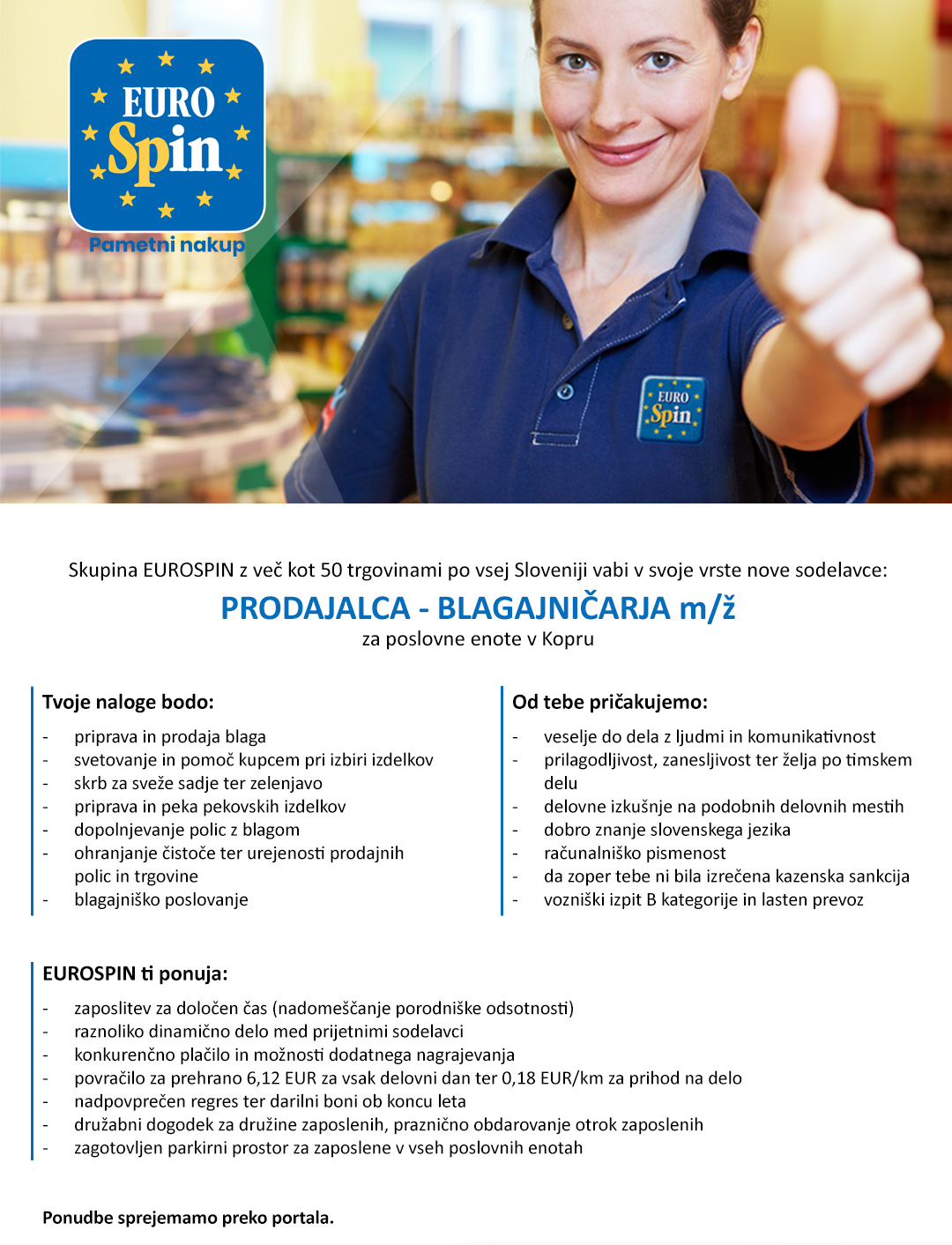 Prodajalec / blagajničar (m/ž) za PE Koper