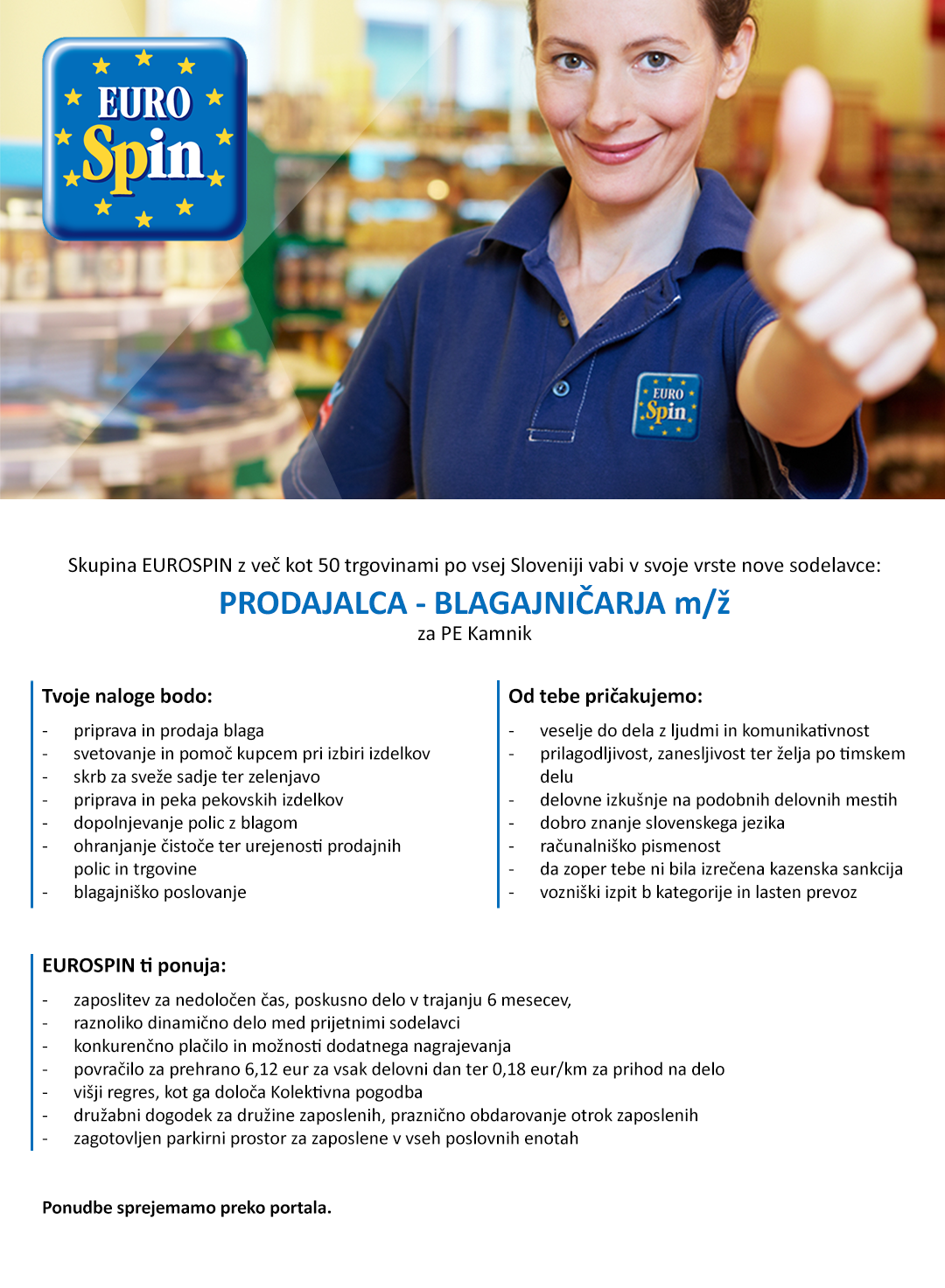 Prodajalec / blagajničar (m/ž) - za PE Kamnik