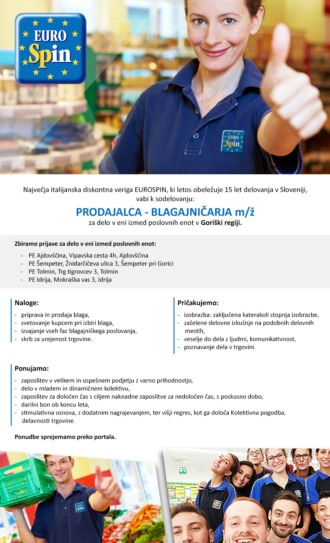 Prodajalec / blagajničar (m/ž) - Goriška regija