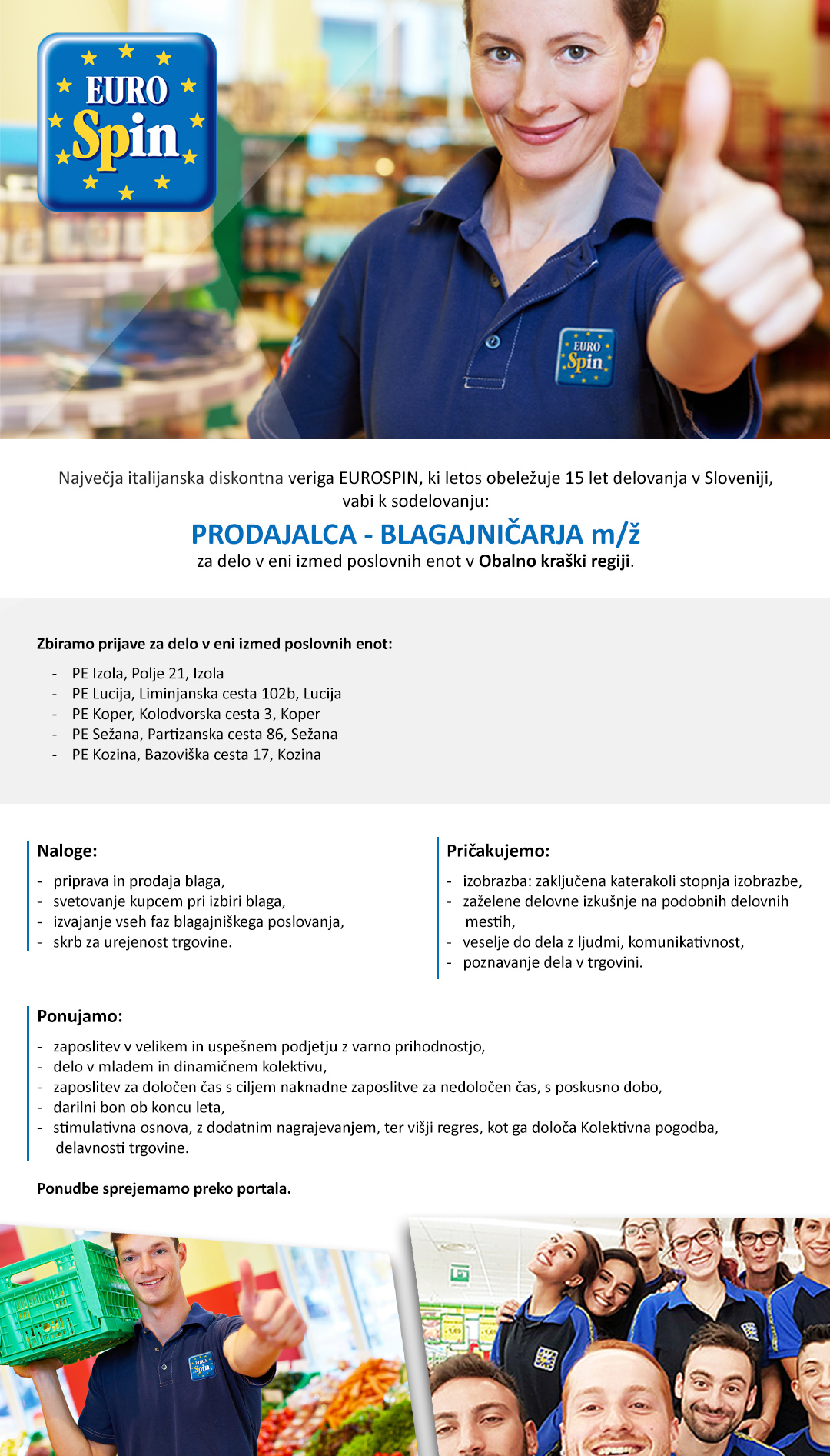 Prodajalec / blagajničar (m/ž) - Obalno kraška regija