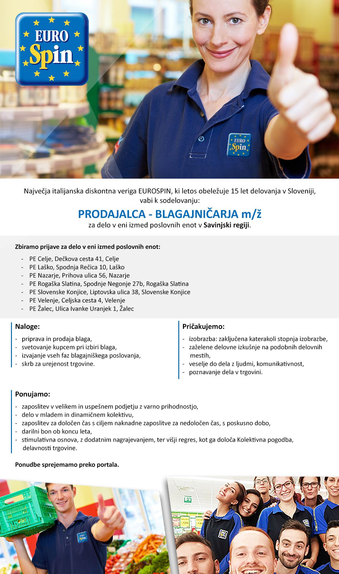 Prodajalec / blagajničar (m/ž) - Savinjska regija