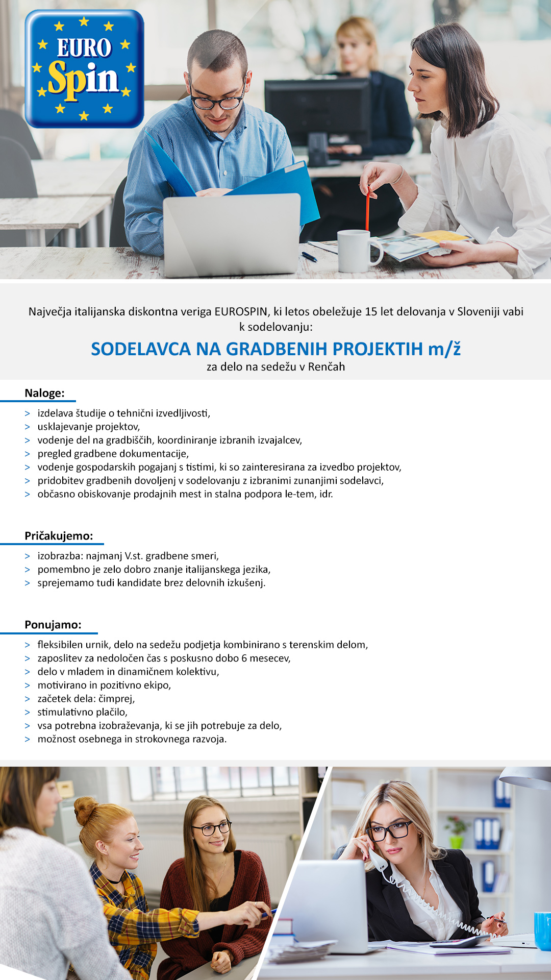 Sodelavec na gradbenih projektih (m/ž)