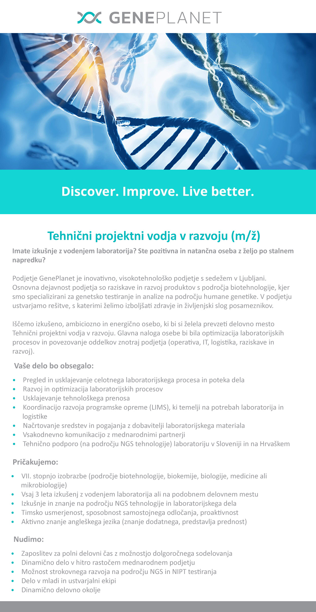 Tehnični projektni vodja v razvoju (m/ž)