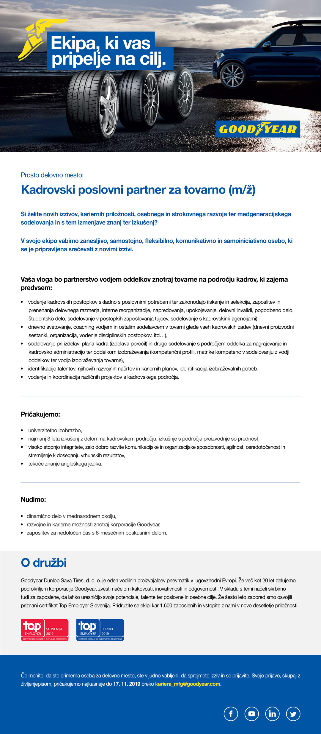 Kadrovski poslovni partner za tovarno (m/ž)