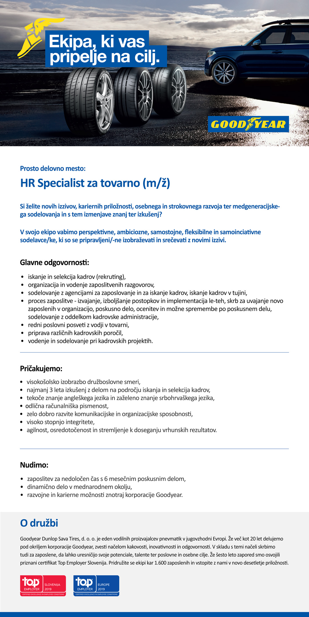 HR Specialist za tovarno (m/ž)