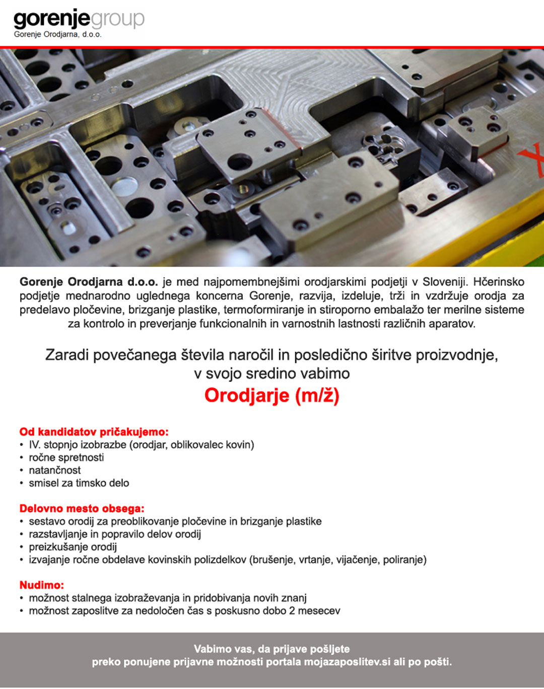 Orodjar (m/ž) - več prostih mest
