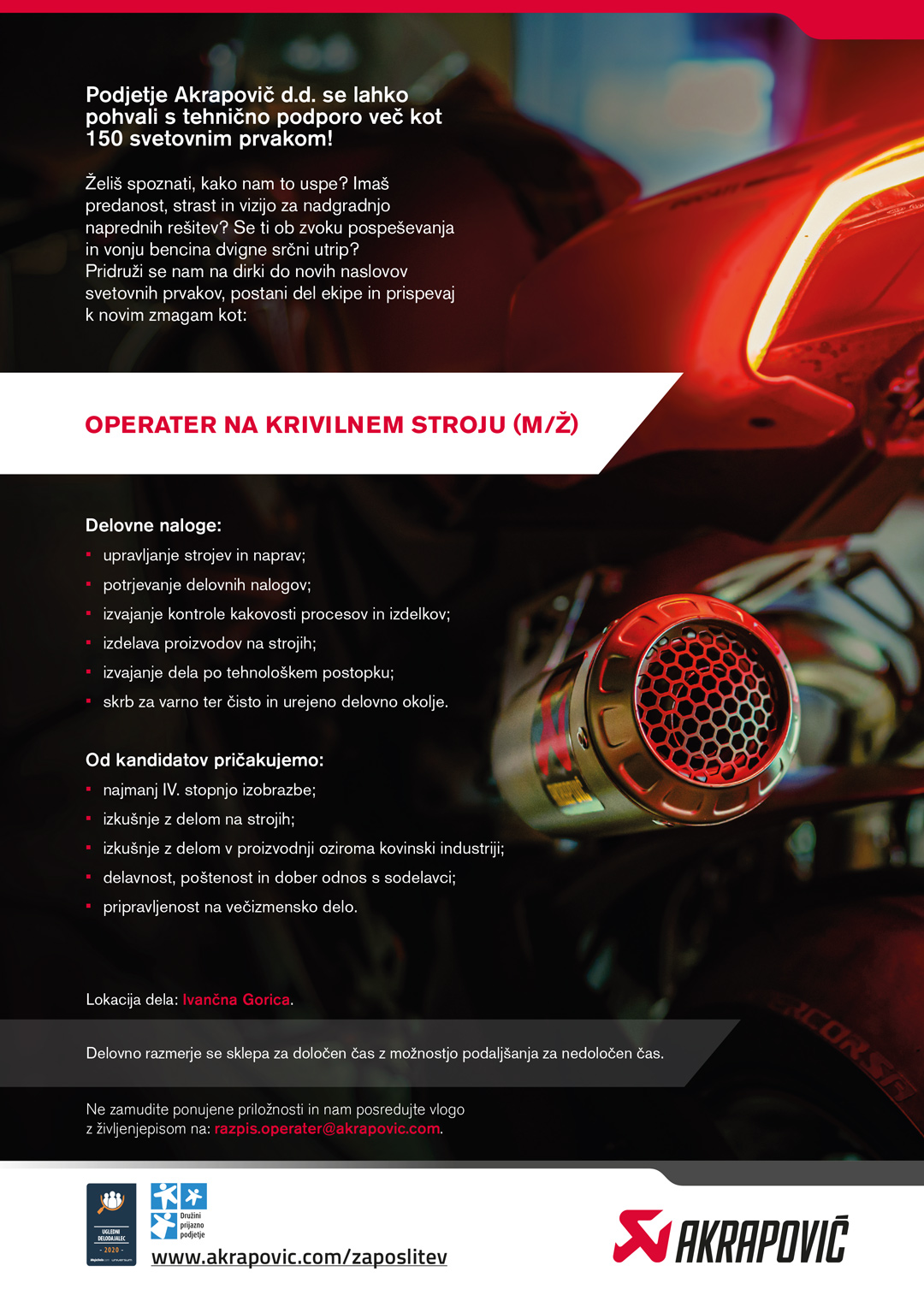 Operater na krivilnem stroju (m/ž) - Ivančna Gorica