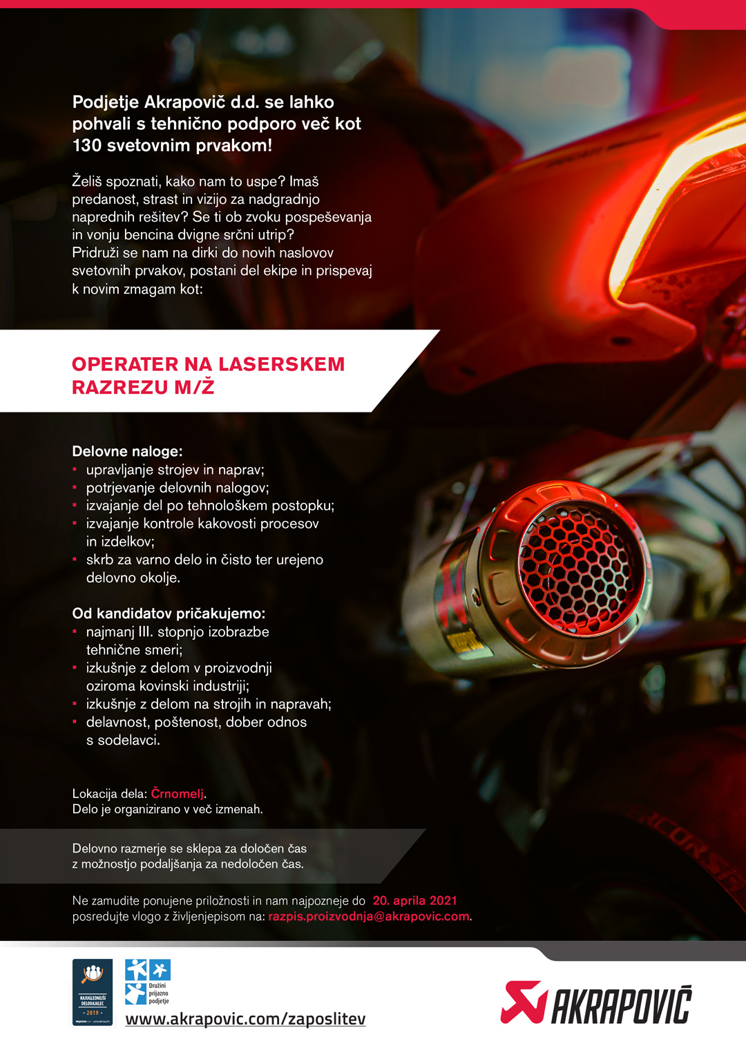 Operater na laserskem razrezu (m/ž)