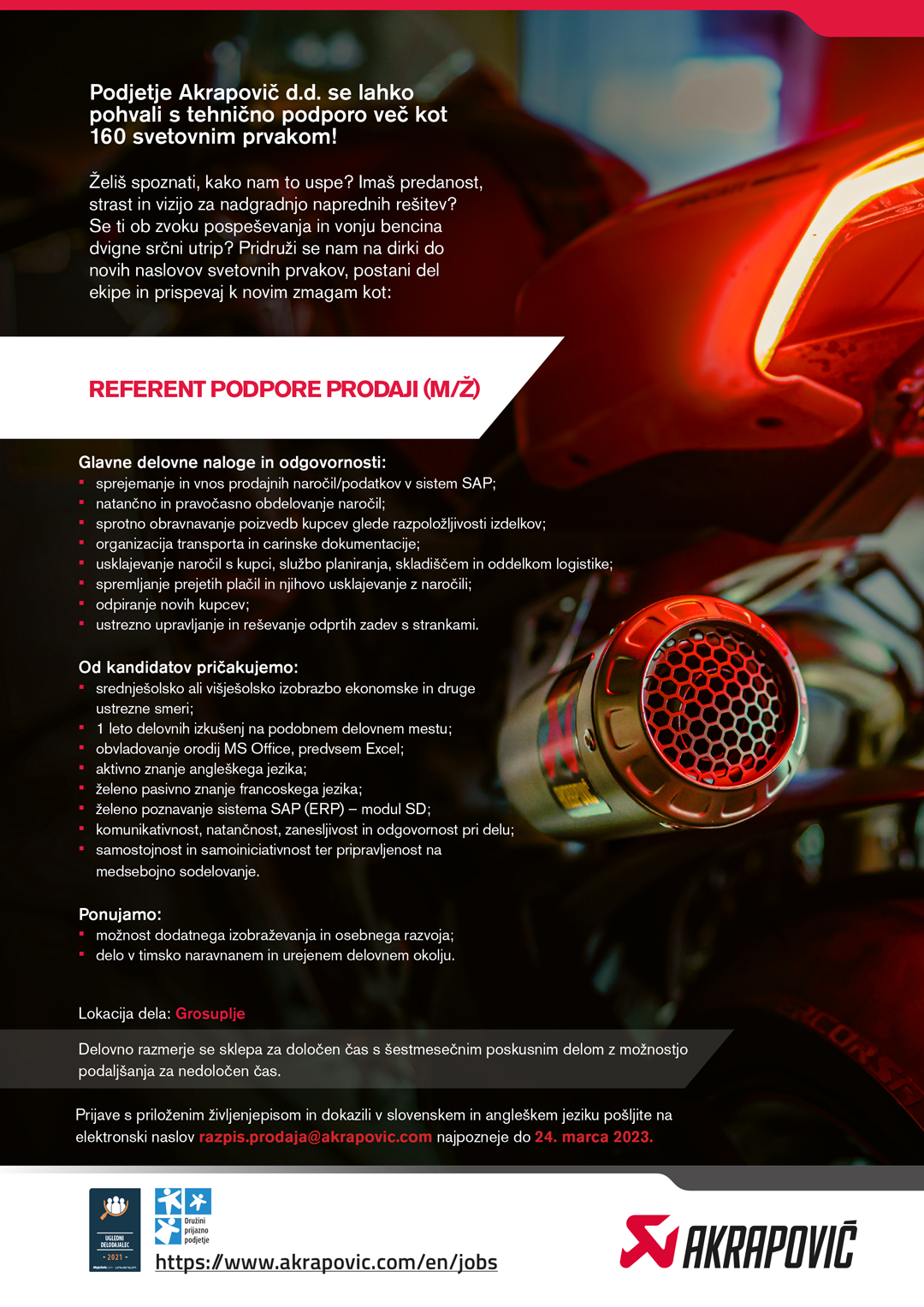 Referent podpore prodaji (m/ž) 