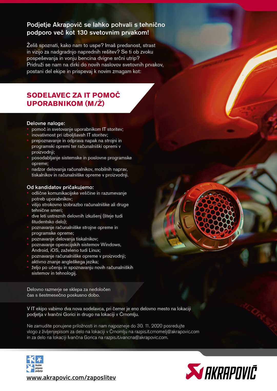 Sodelavec za IT pomoč uporabnikom (m/ž) - 2 prosti mesti