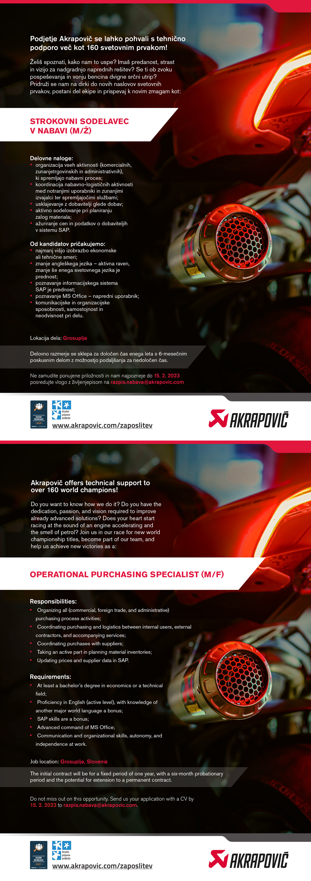 Strokovni sodelavec v nabavi / Operational purchasing specialist (m/ž)