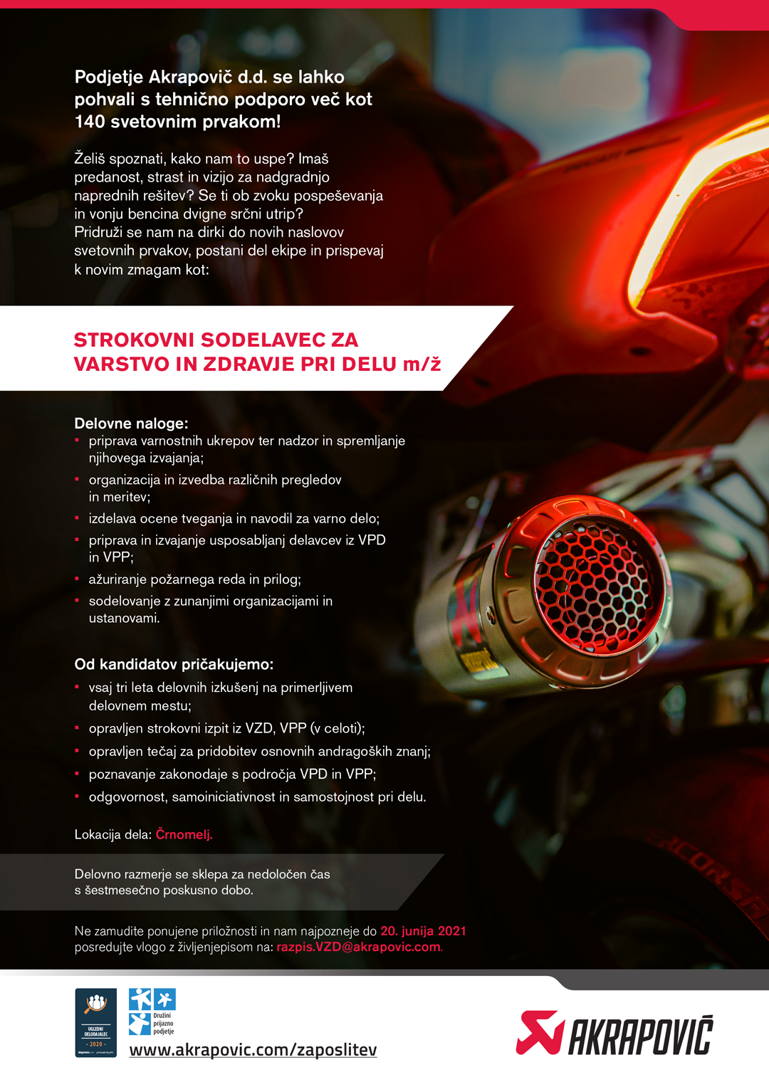 Strokovni sodelavec za varstvo in zdravje pri delu (m/ž)