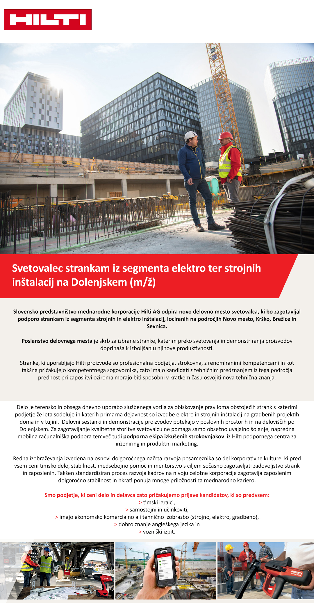 Svetovalec strankam iz segmenta elektro ter strojnih inštalacij na Dolenjskem (m/ž)
