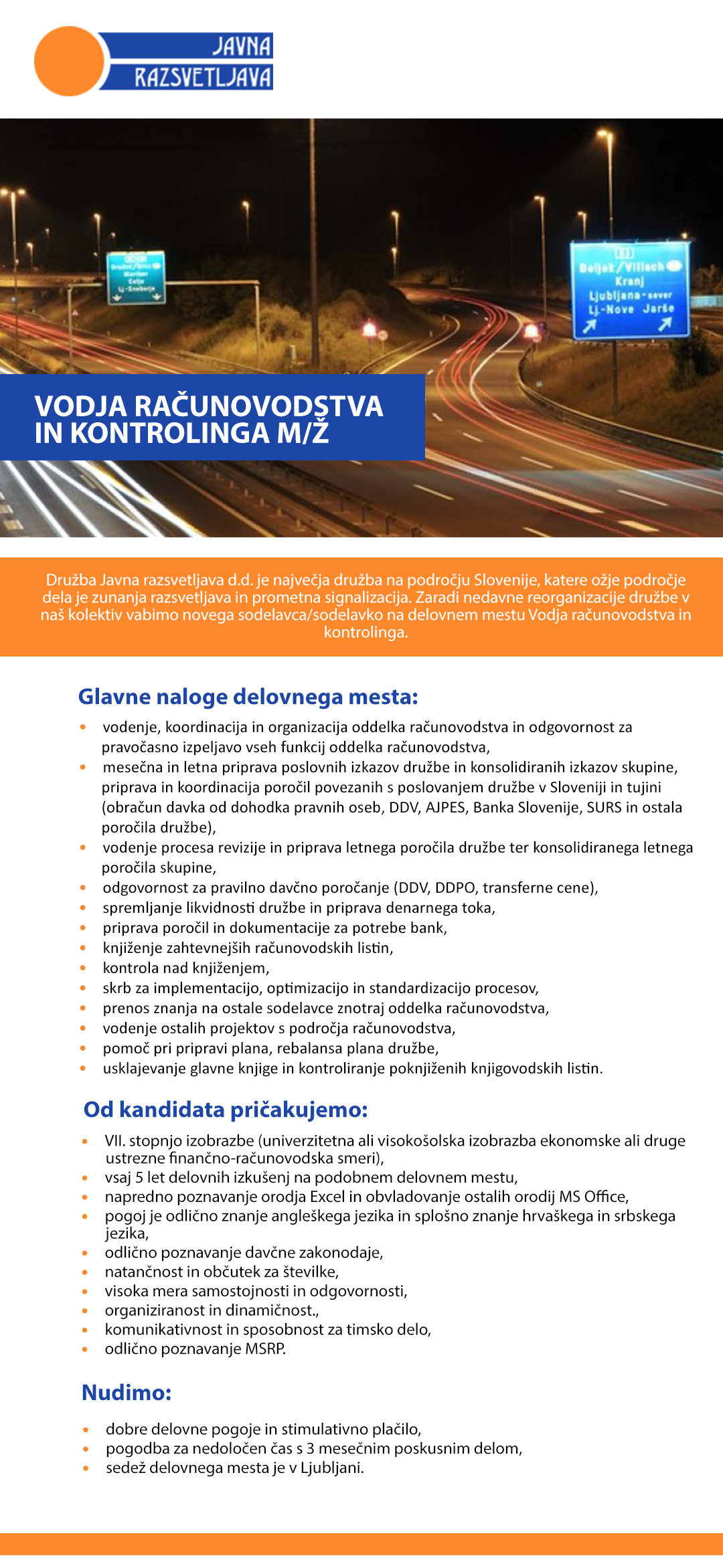 Vodja računovodstva in kontrolinga m/ž