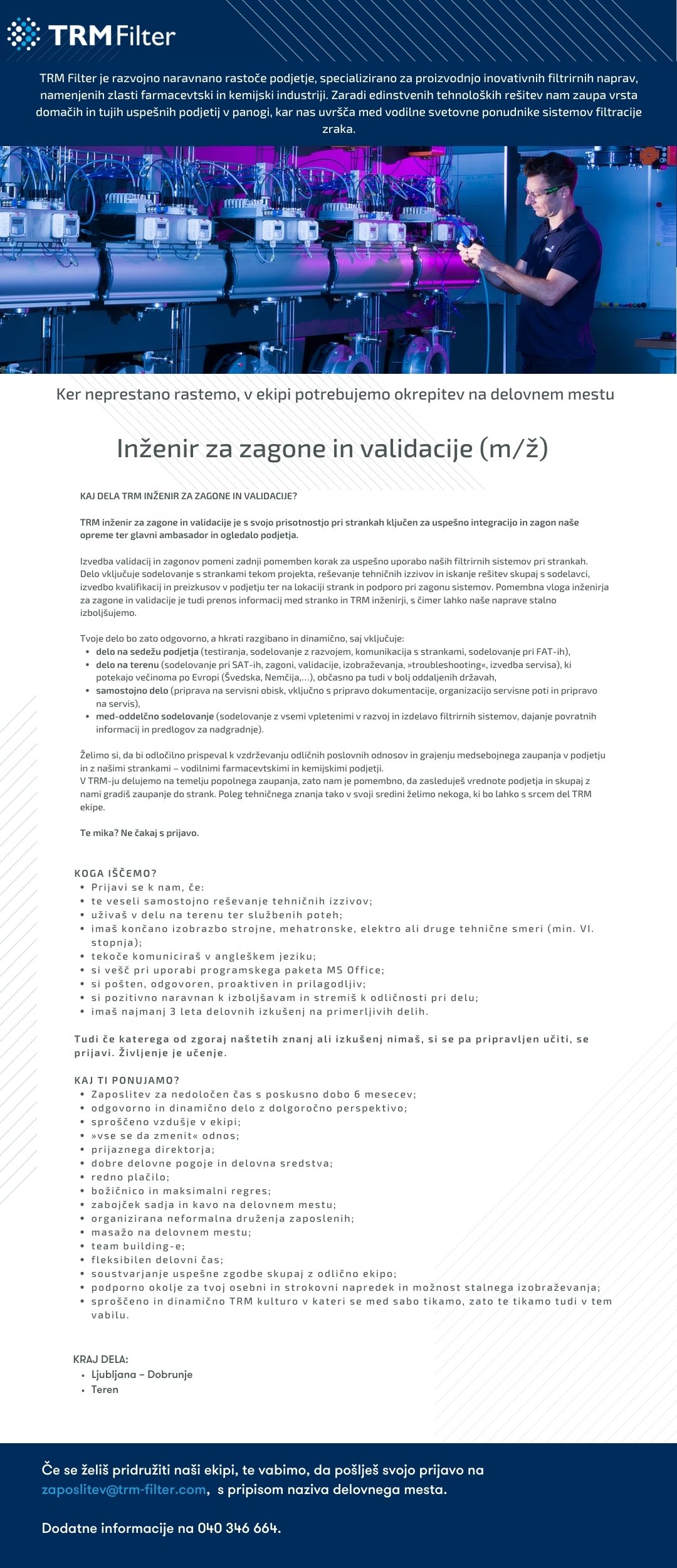Inženir za zagone in validacije (m/ž)