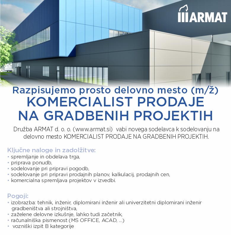 Komercialist prodaje na gradbenih projektih (m/ž)