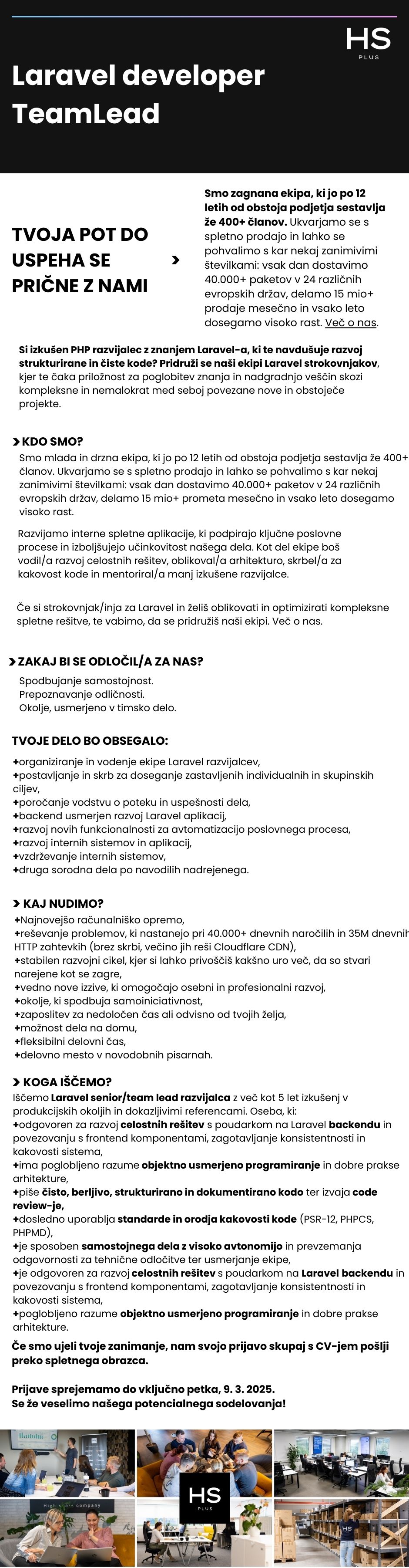 Laravel developer TeamLead m/ž