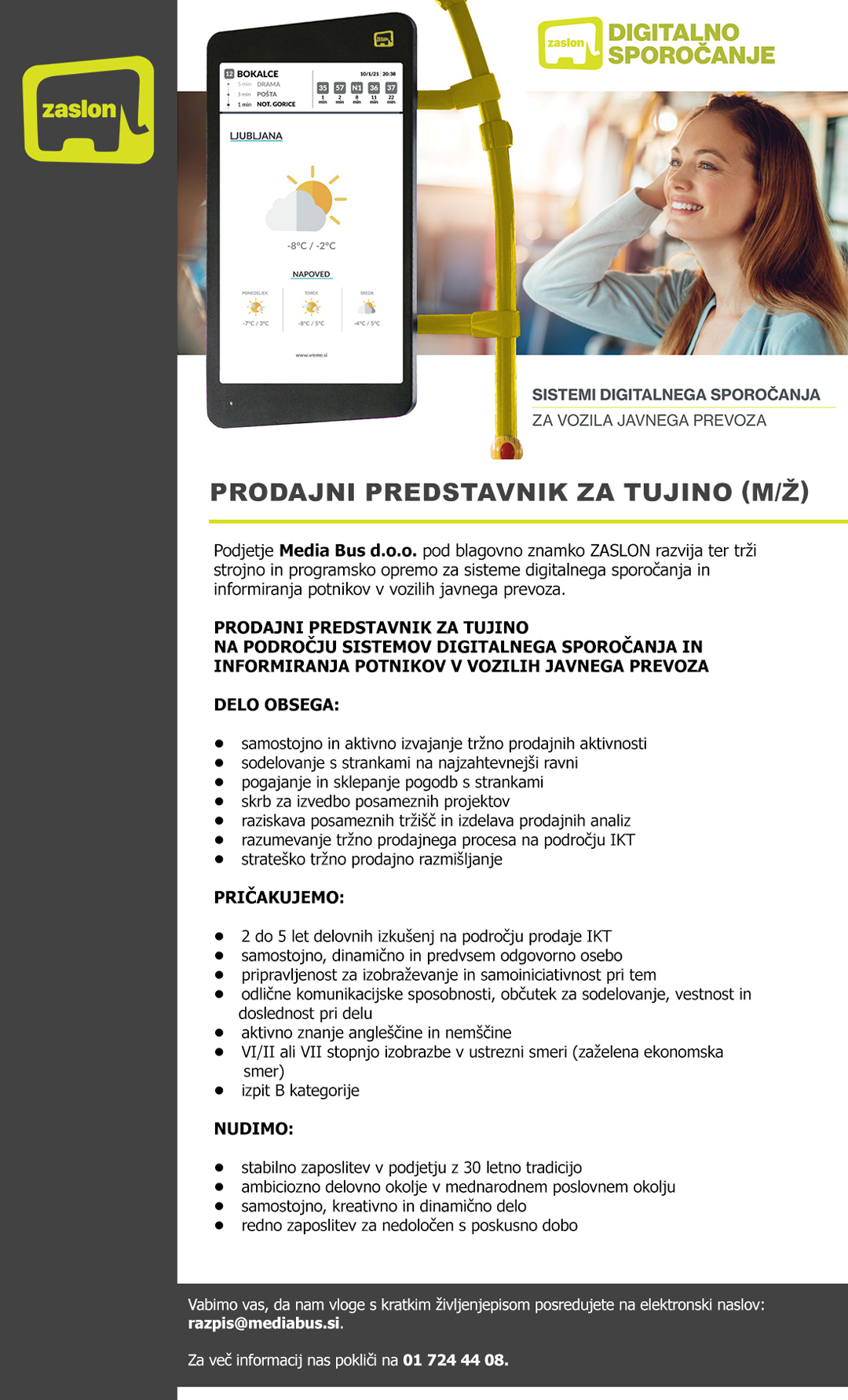 Prodajni predstavnik za tujino m/ž