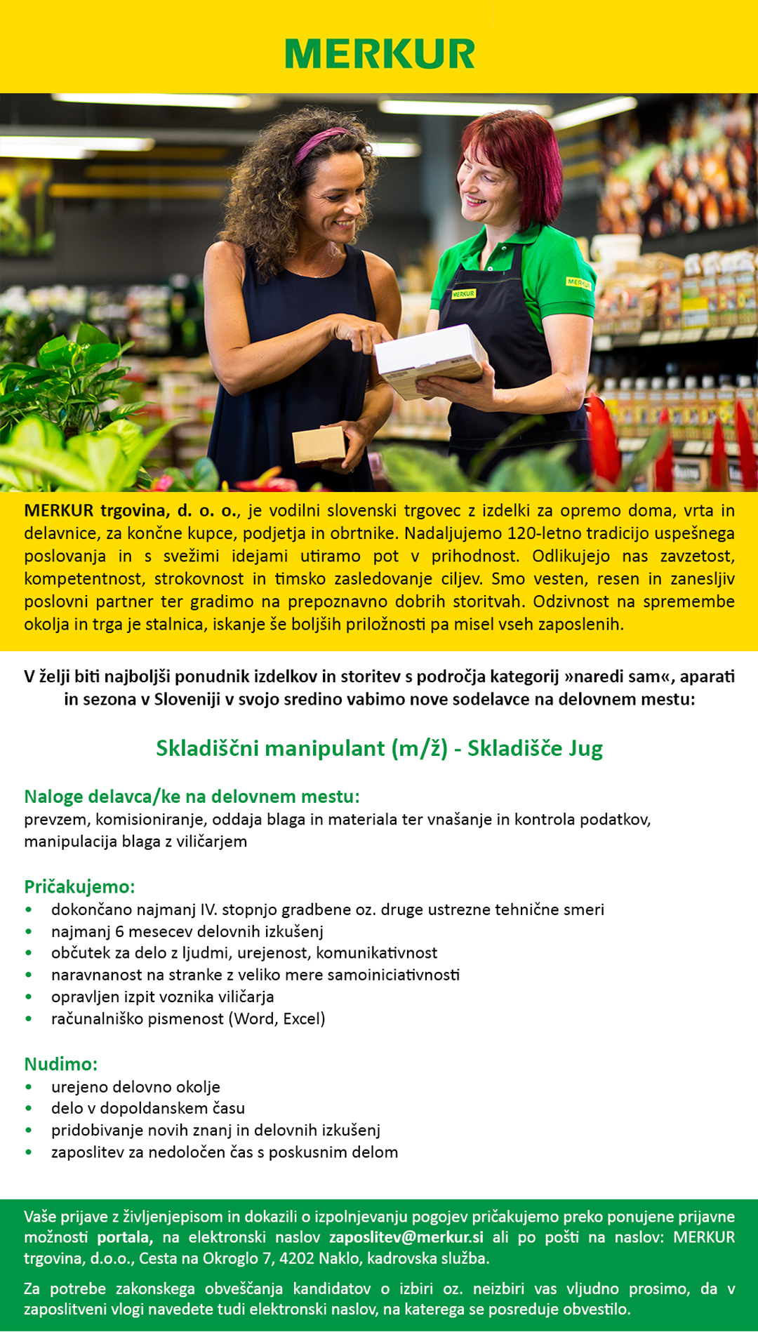 Skladiščni manipulant (m/ž) - 3 prosta delovna mesta