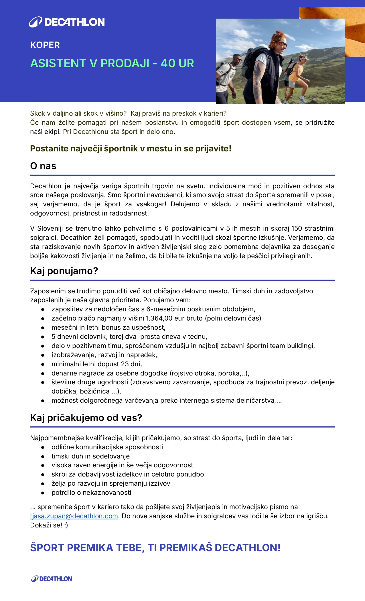 Asistent v prodaji (40 ur na teden) - Koper m/ž