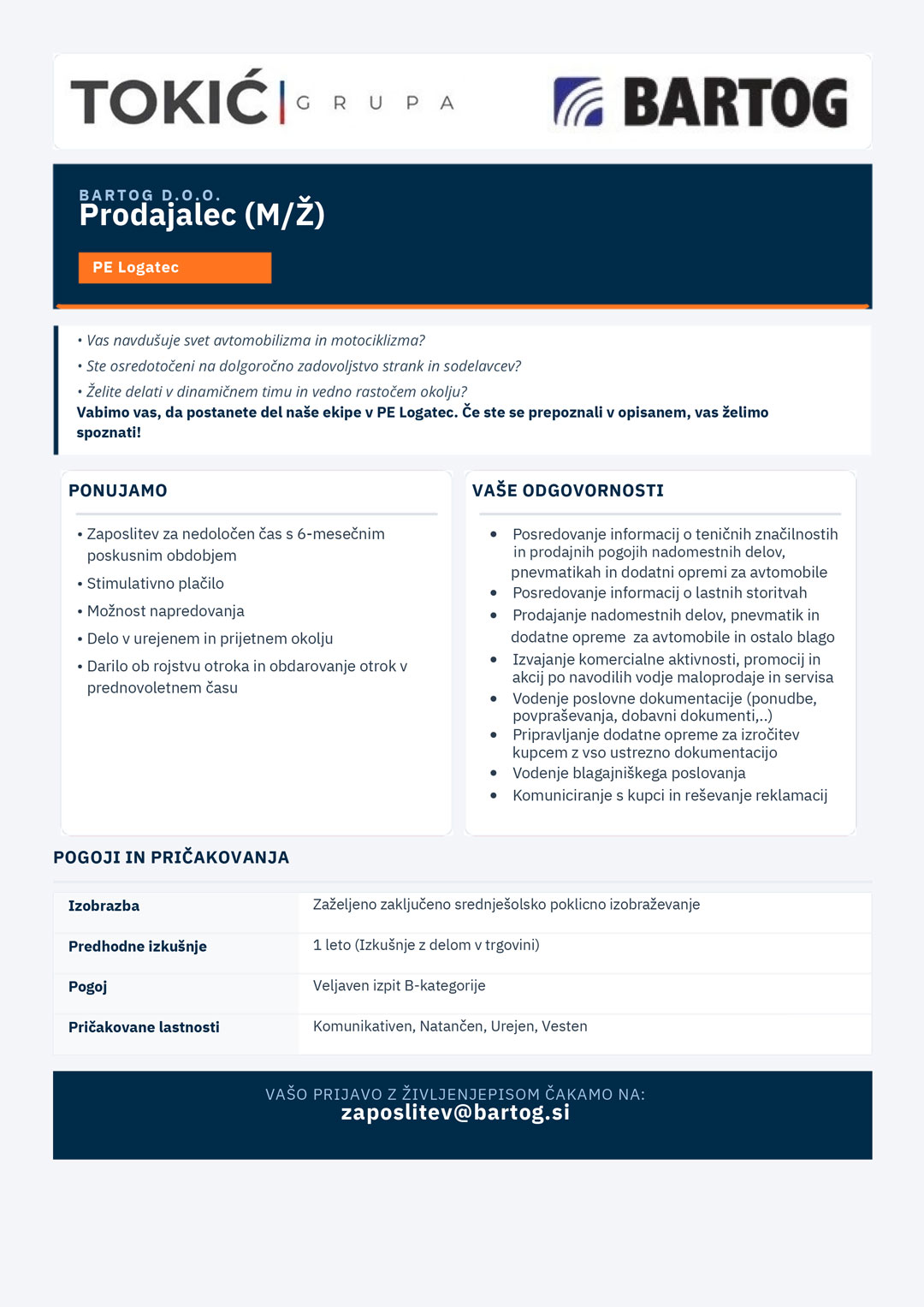 Prodajalec (m/ž) PE Logatec