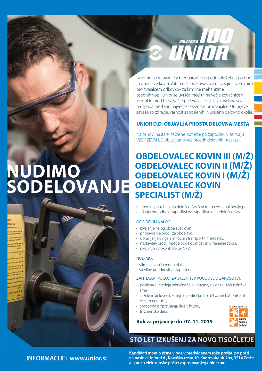 Obdelovalec kovin I, II, III in specialist (m/ž)