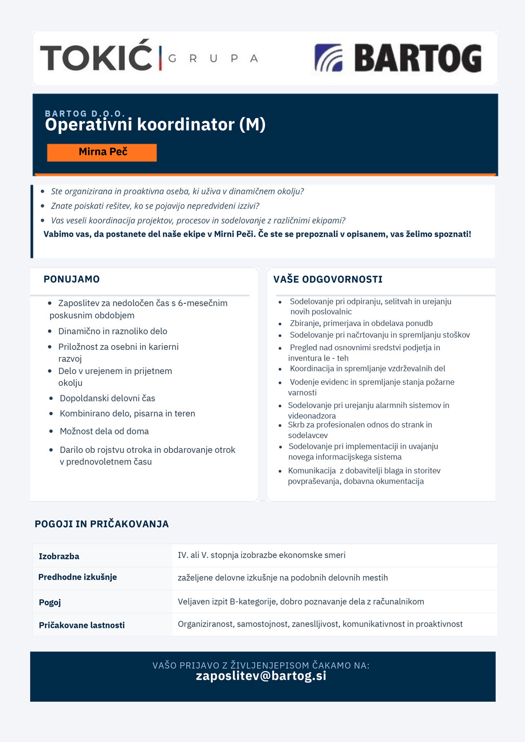 Operativni koordinator (m/ž)