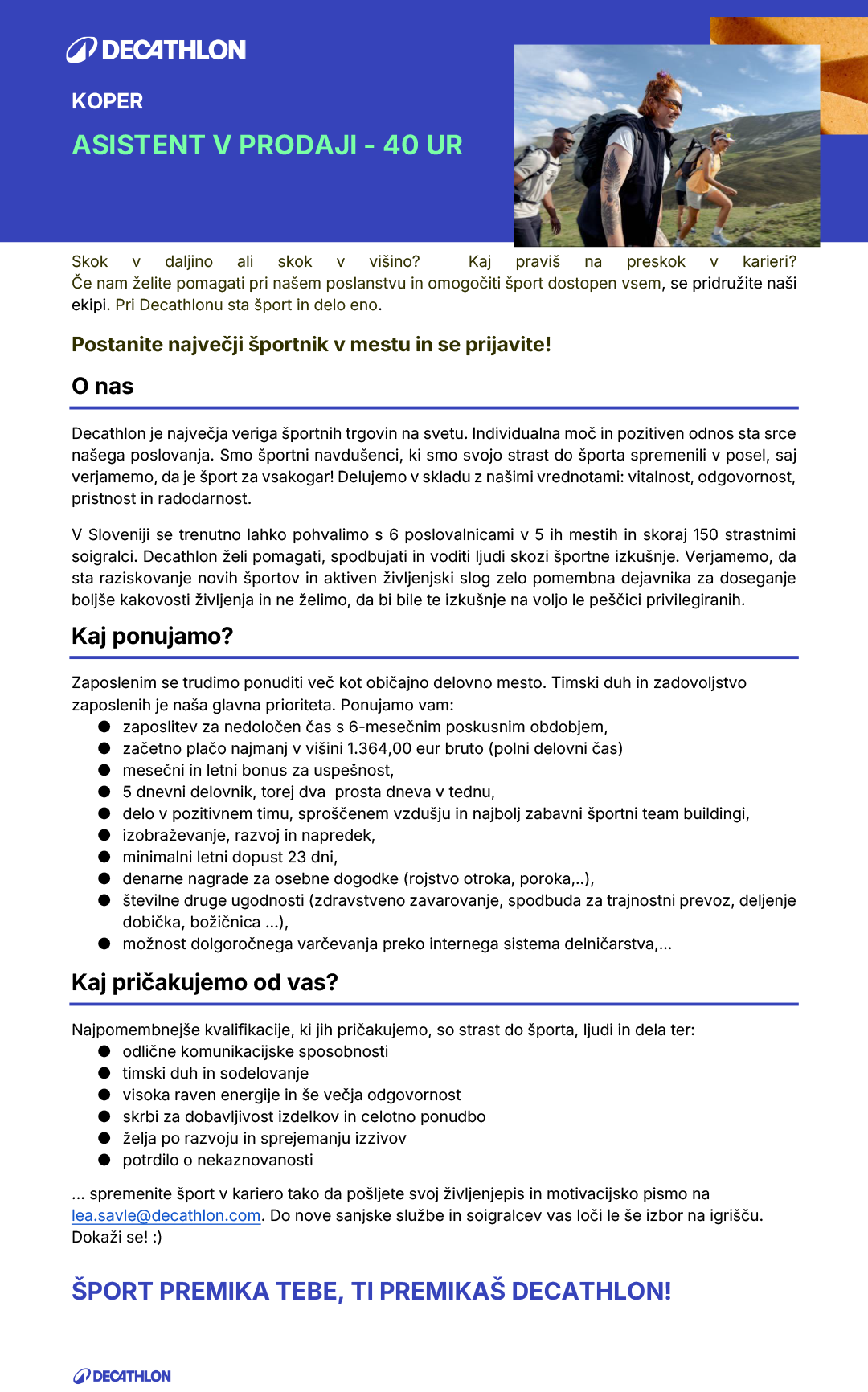 Asistent v prodaji - 40 ur na teden - Koper m/ž