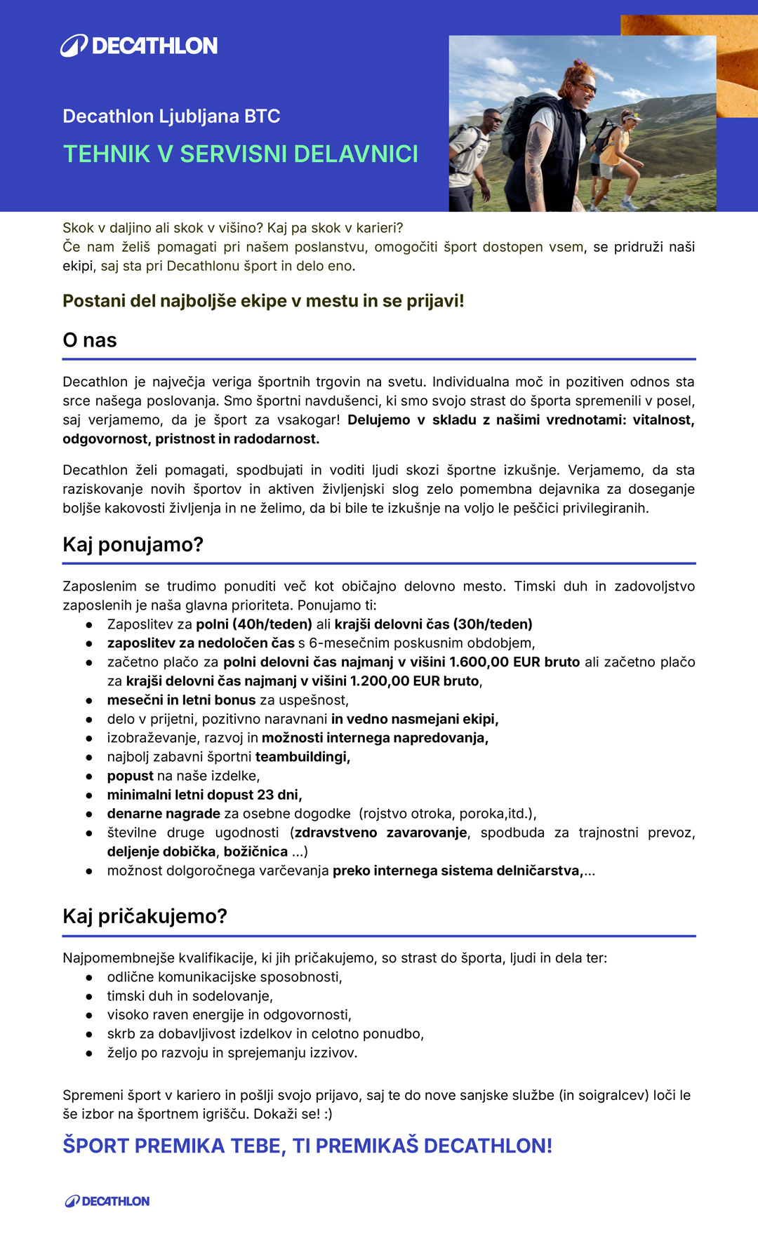 Tehnik v servisni delavnici Ljubljana - BTC (30/40 ur)