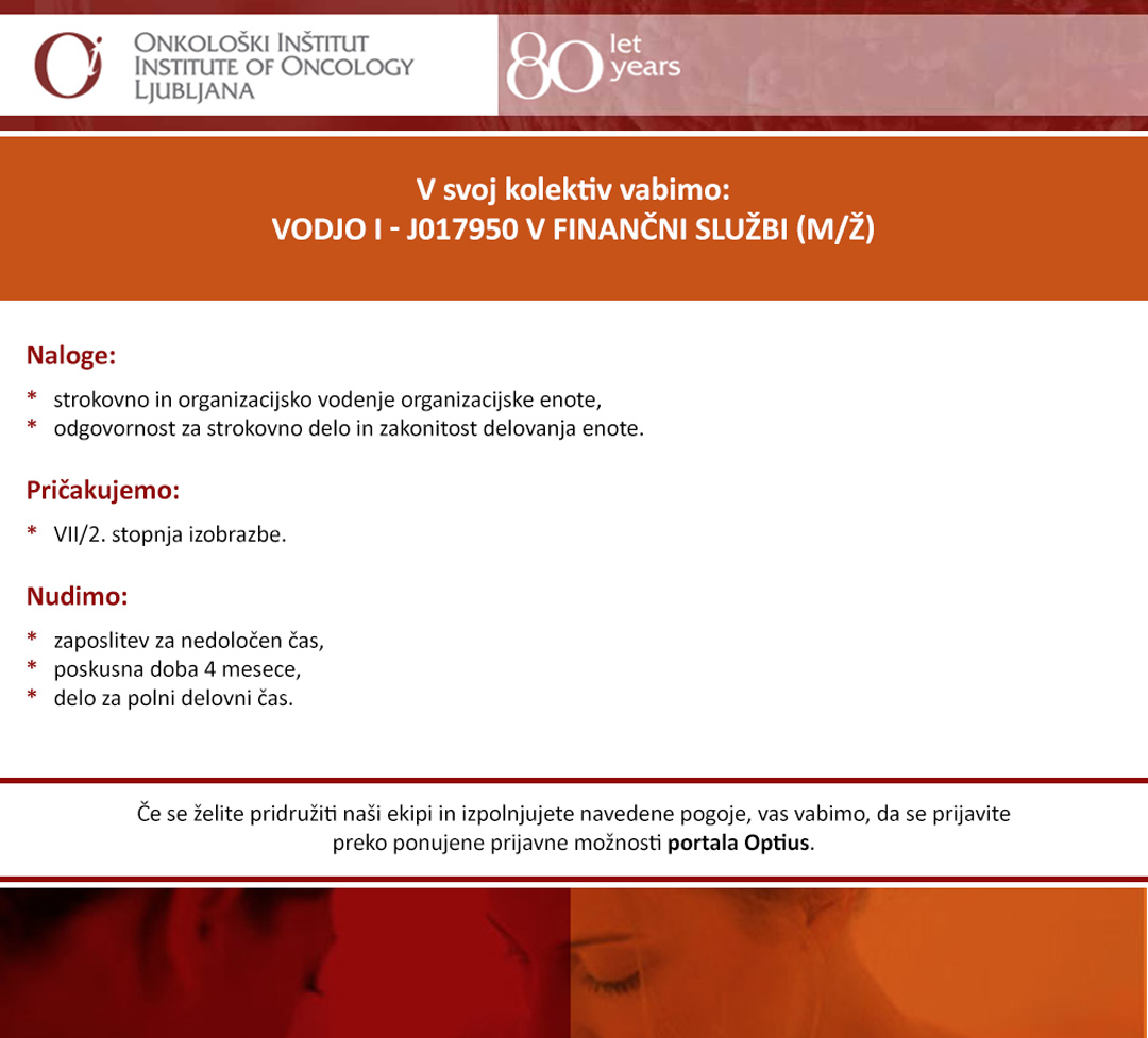 Vodja I v Finančni službi (m/ž) - J017950