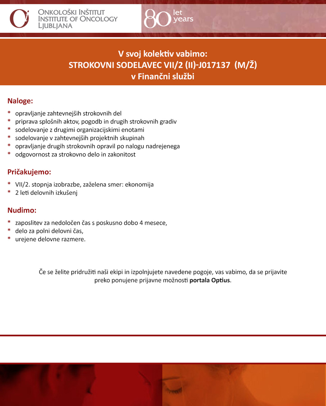 STROKOVNI SODELAVEC VII/2 (II) (m/ž) - J017137 v Finančni službi