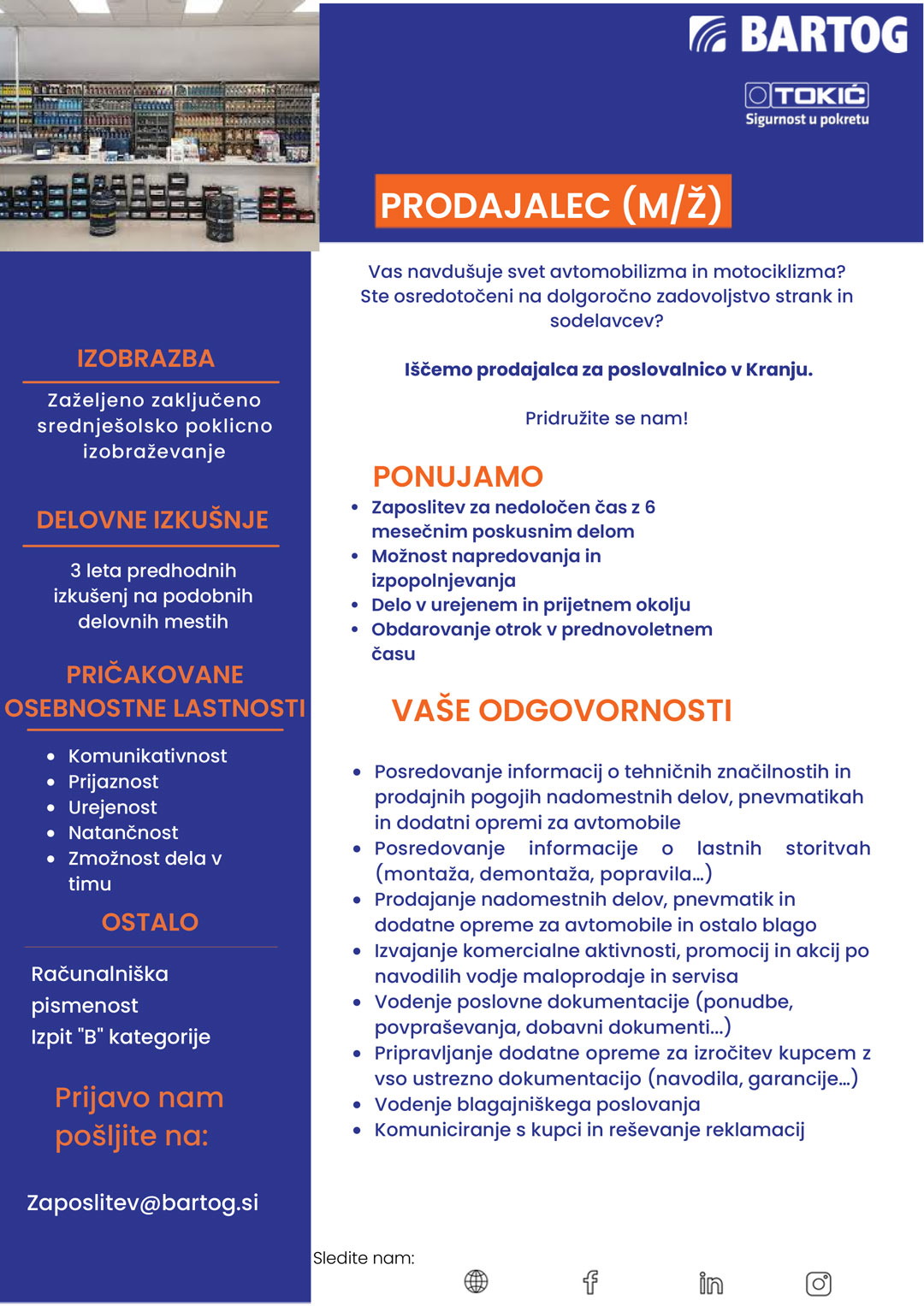 Prodajalec (m/ž) Kranj