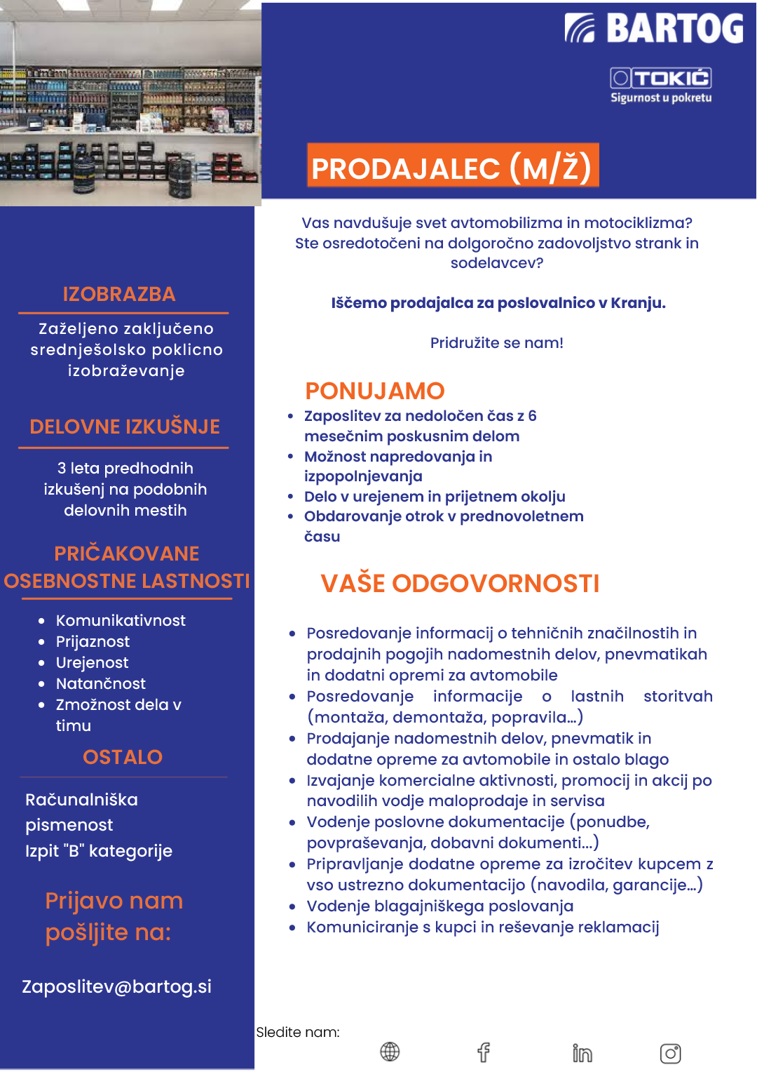 Prodajalec m/ž