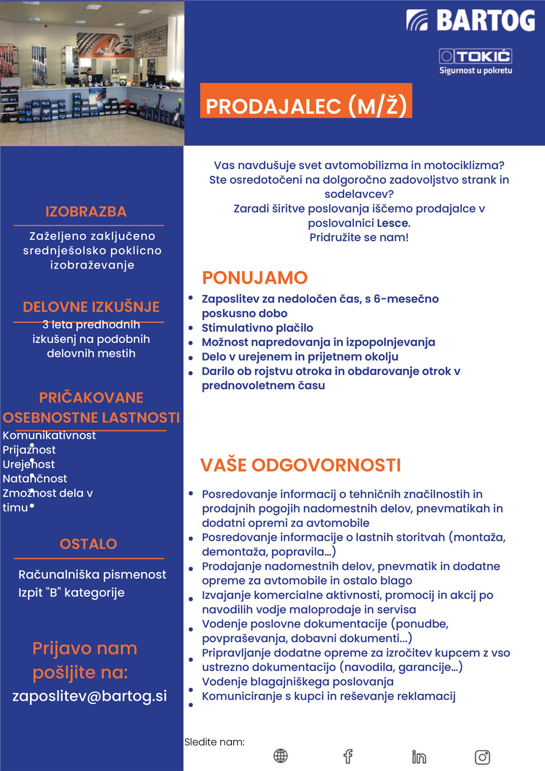 Prodajalec (m/ž) Lesce
