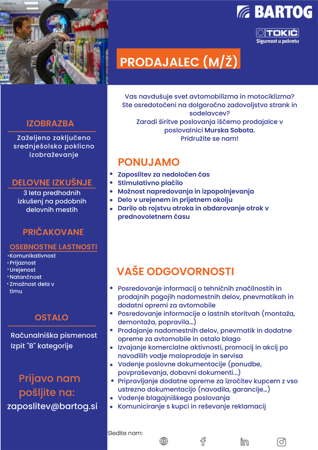 Prodajalec (m/ž) Murska Sobota