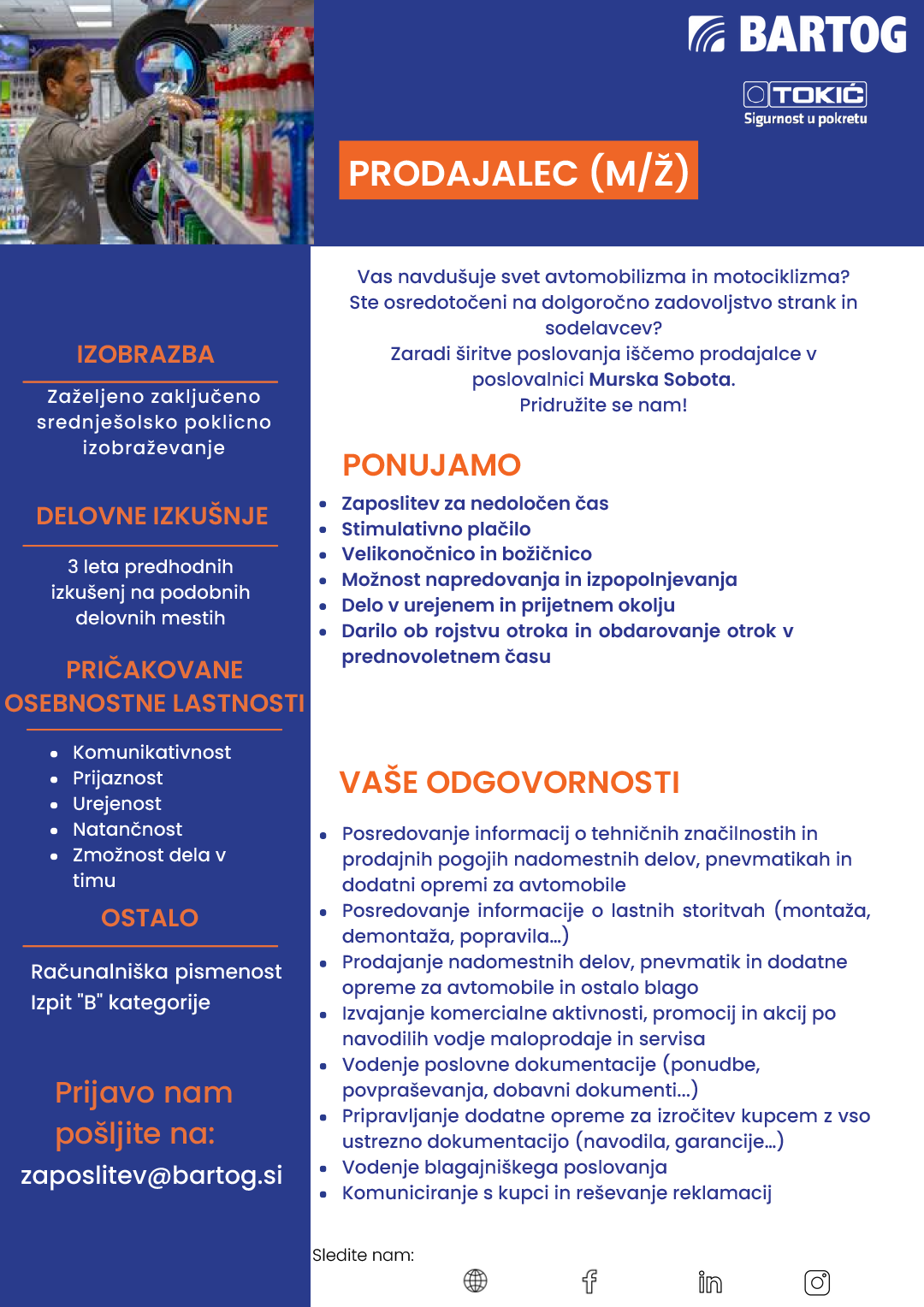 Prodajalec m/ž Murska Sobota