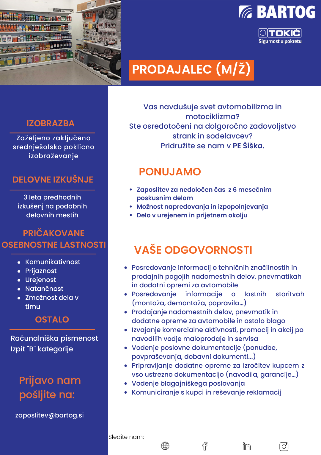 Prodajalec m/ž Šiška