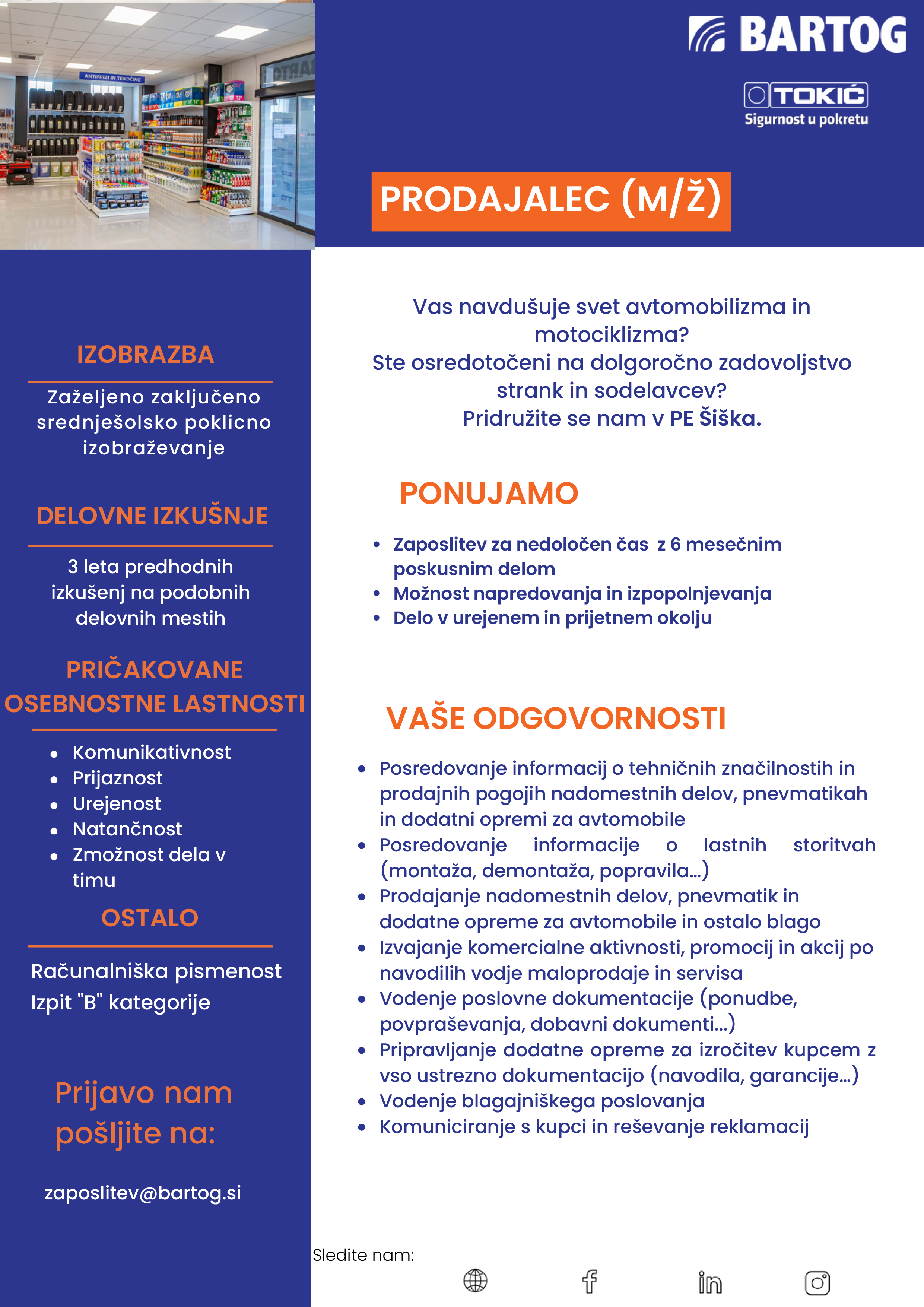 Prodajalec m/ž Šiška